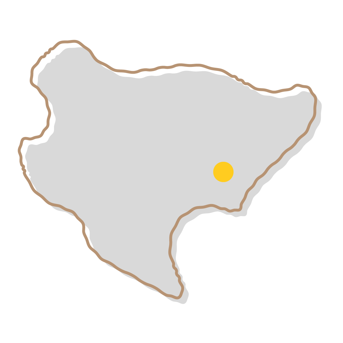 佐賀県の無料フリーイラスト|簡易・県庁あり・イラスト風(グレー)