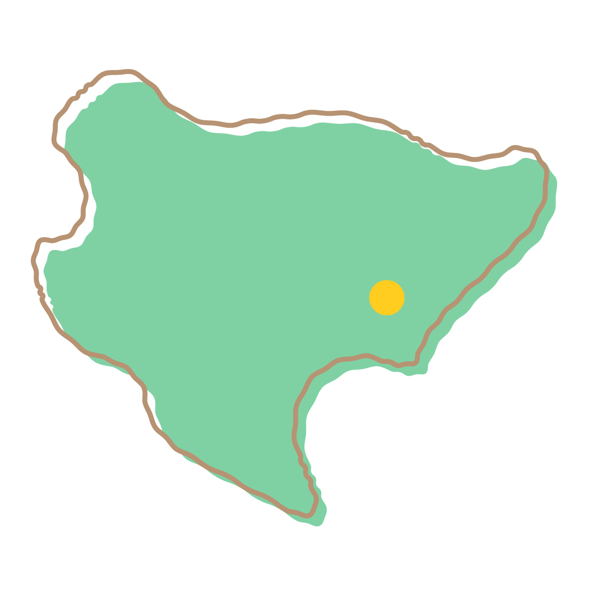 佐賀県の無料フリーイラスト｜簡易・県庁あり・イラスト風(緑)