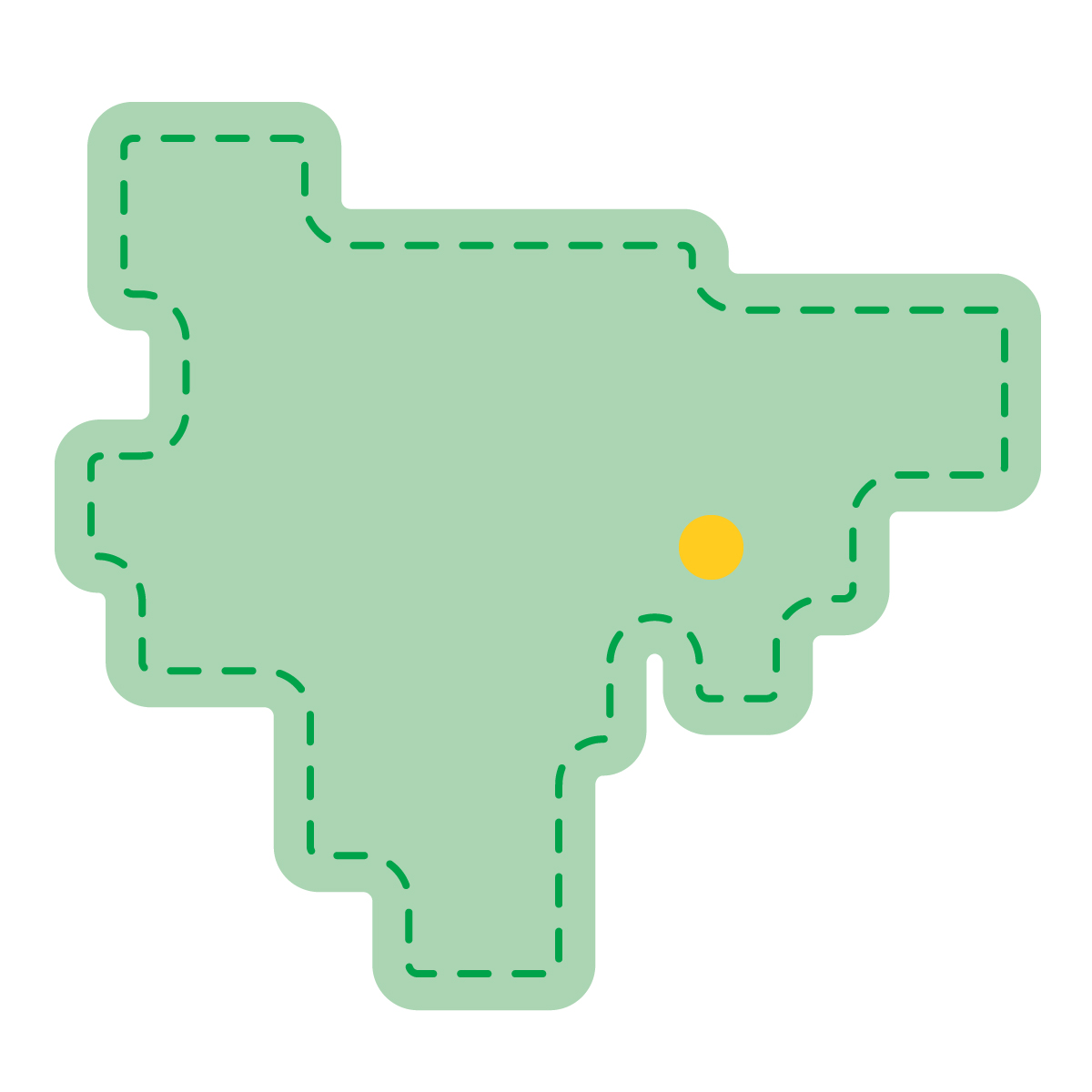 佐賀県の無料フリーイラスト｜簡易・県庁あり・角丸ステッチ(緑)