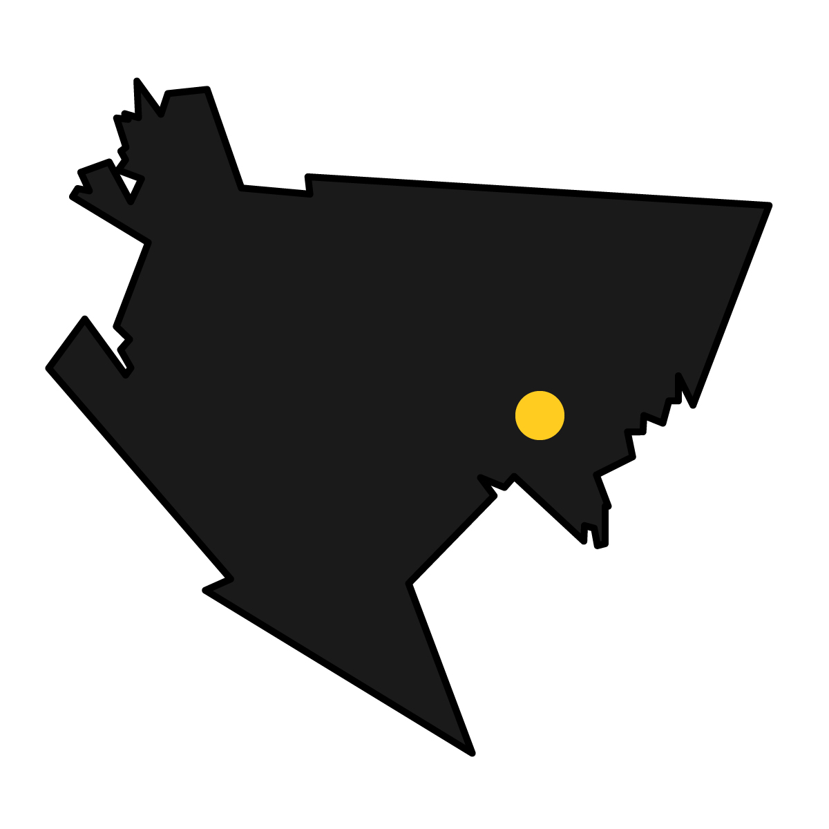 佐賀県の無料フリーイラスト｜簡易・県庁あり・単純化(黒)