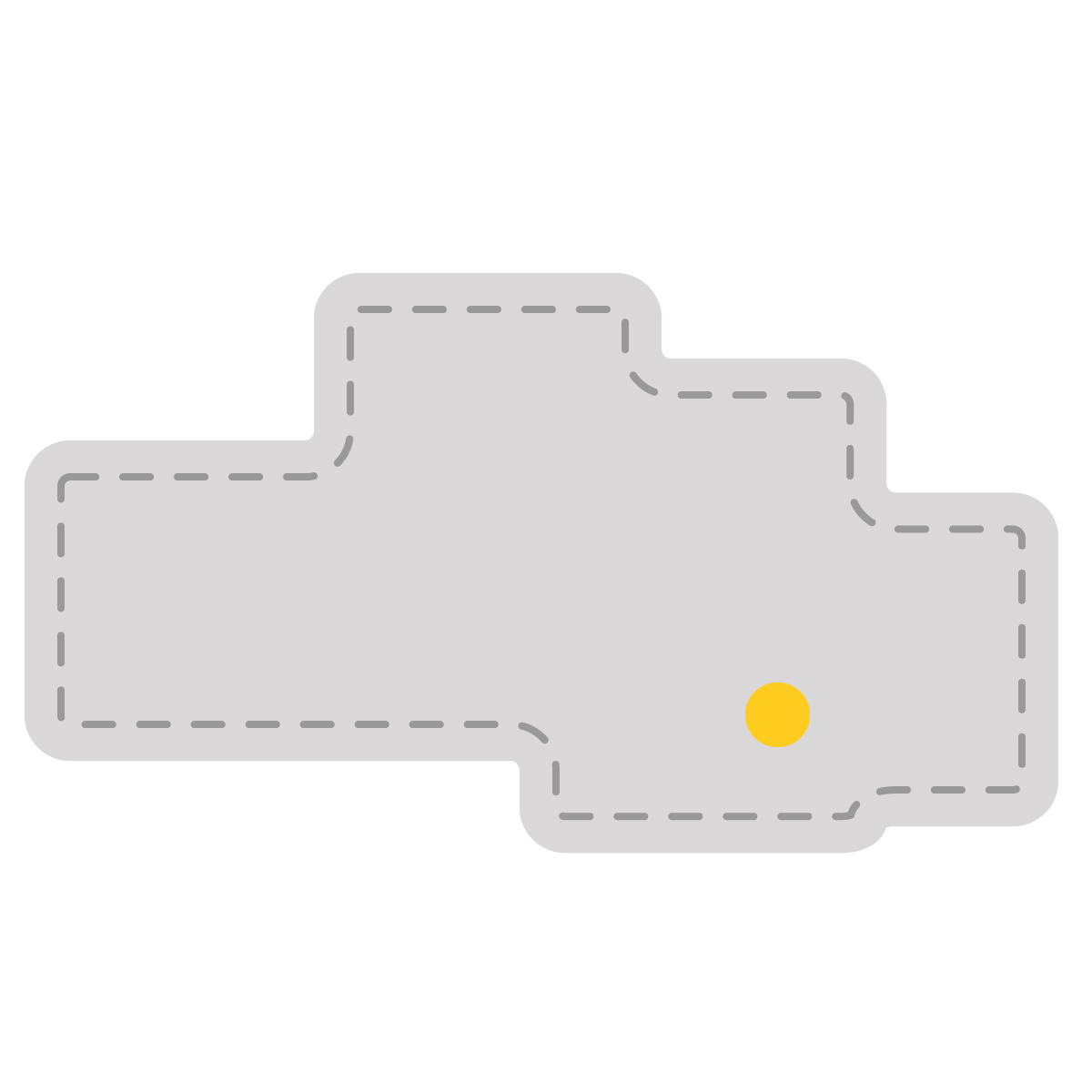 埼玉県の無料フリーイラスト|簡易・県庁あり・角丸ステッチ(グレー)