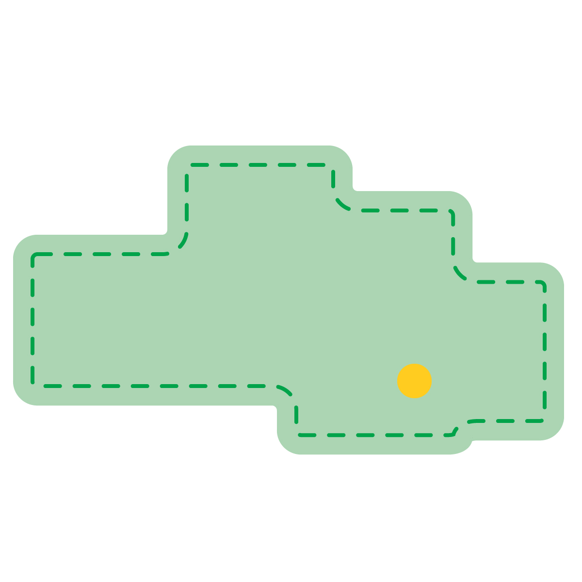 埼玉県の無料フリーイラスト｜簡易・県庁あり・角丸ステッチ(緑)