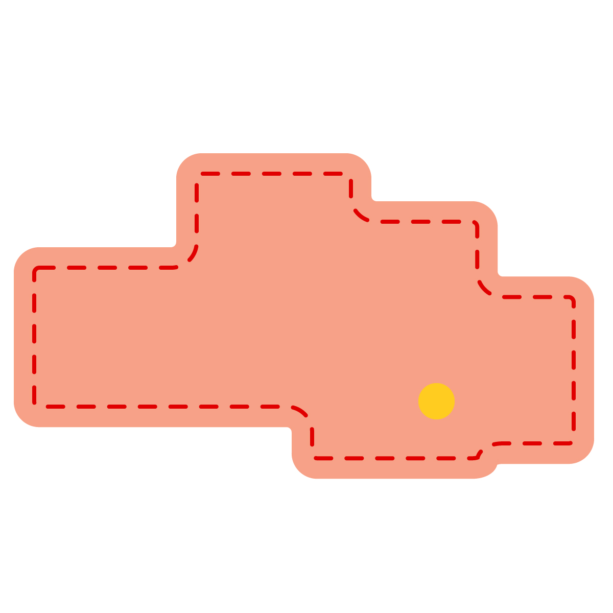 埼玉県の無料フリーイラスト｜簡易・県庁あり・角丸ステッチ(赤)