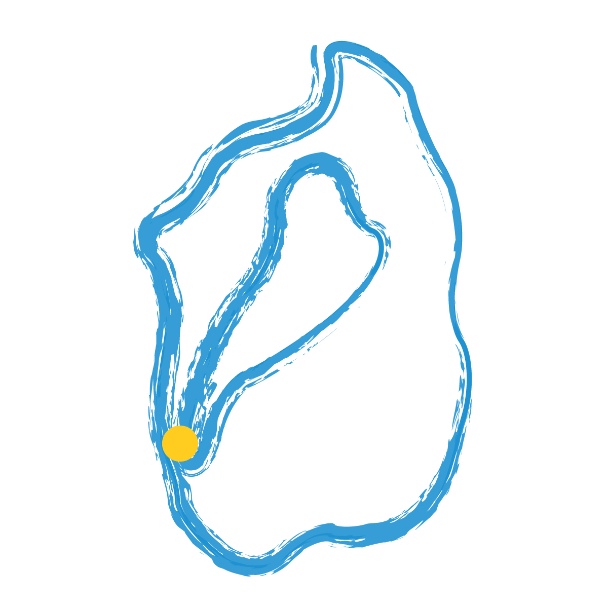滋賀県の無料フリーイラスト|簡易・県庁あり・毛筆(青)