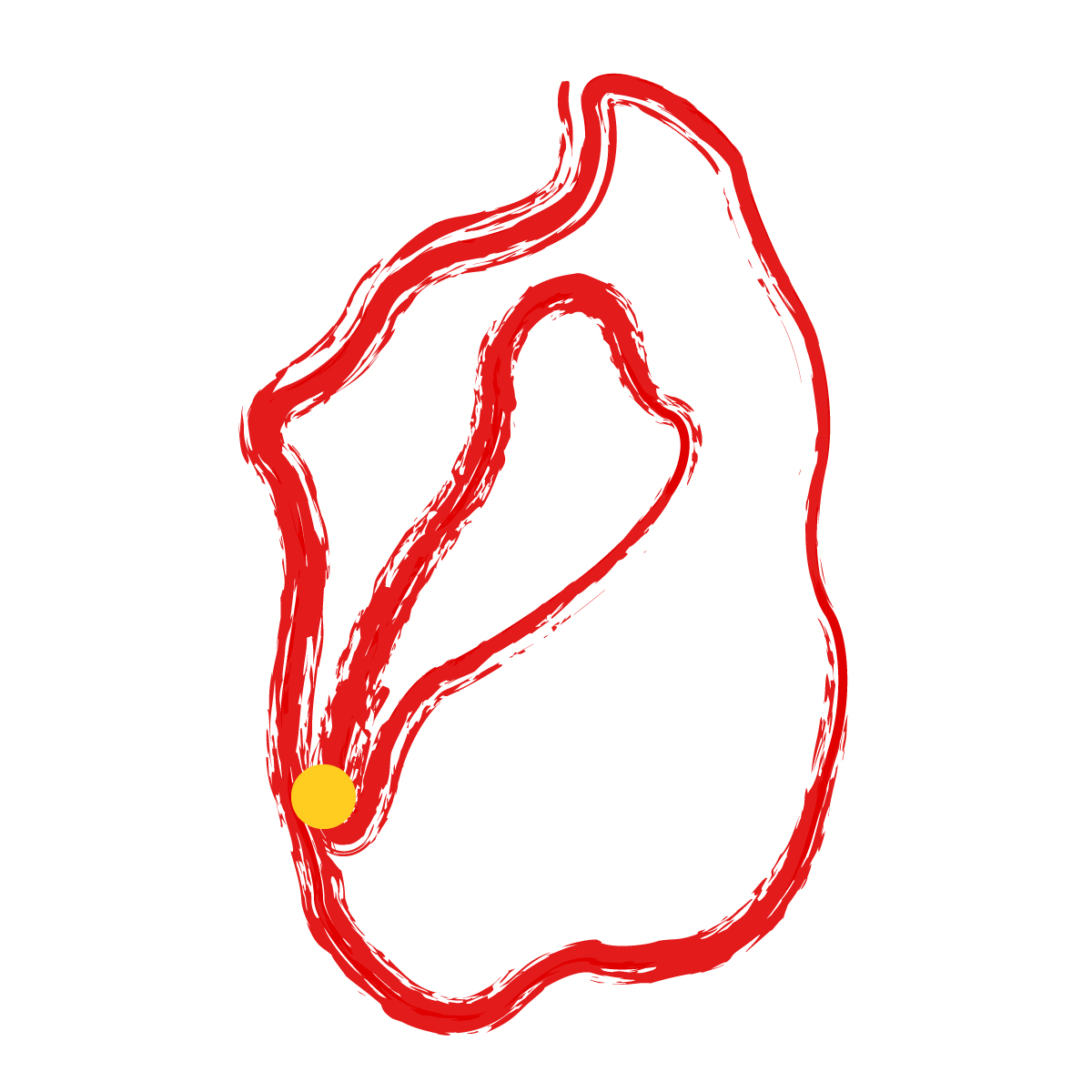 滋賀県の無料フリーイラスト|簡易・県庁あり・毛筆(赤)