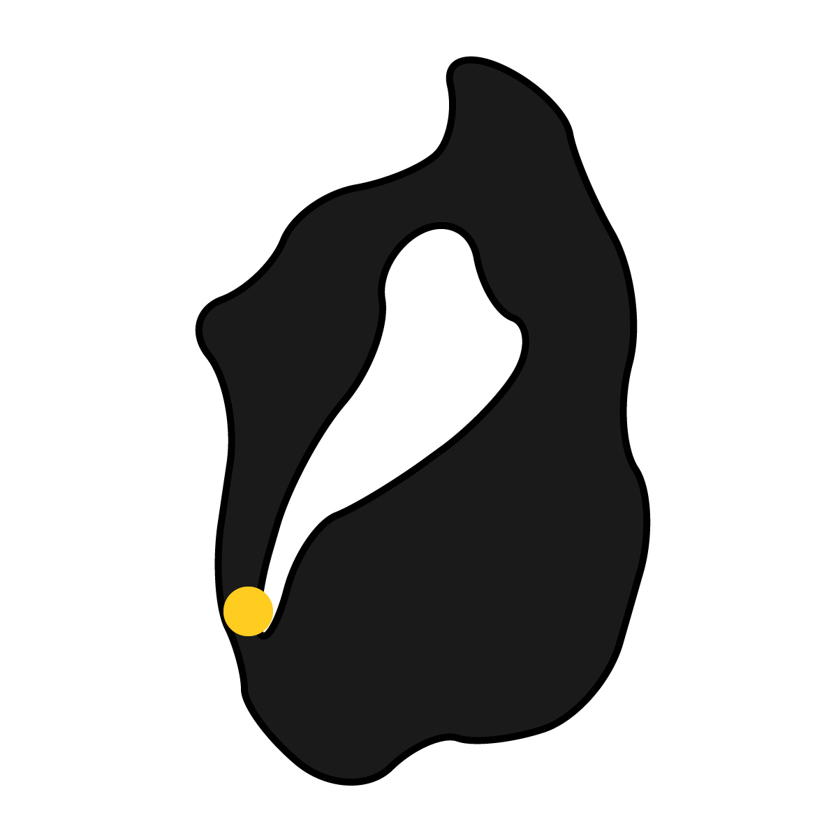 滋賀県の無料フリーイラスト｜簡易・県庁あり・曲線(黒)