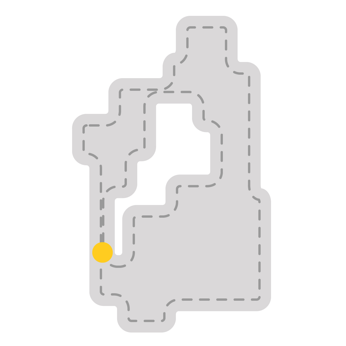 滋賀県の無料フリーイラスト|簡易・県庁あり・角丸ステッチ(グレー)