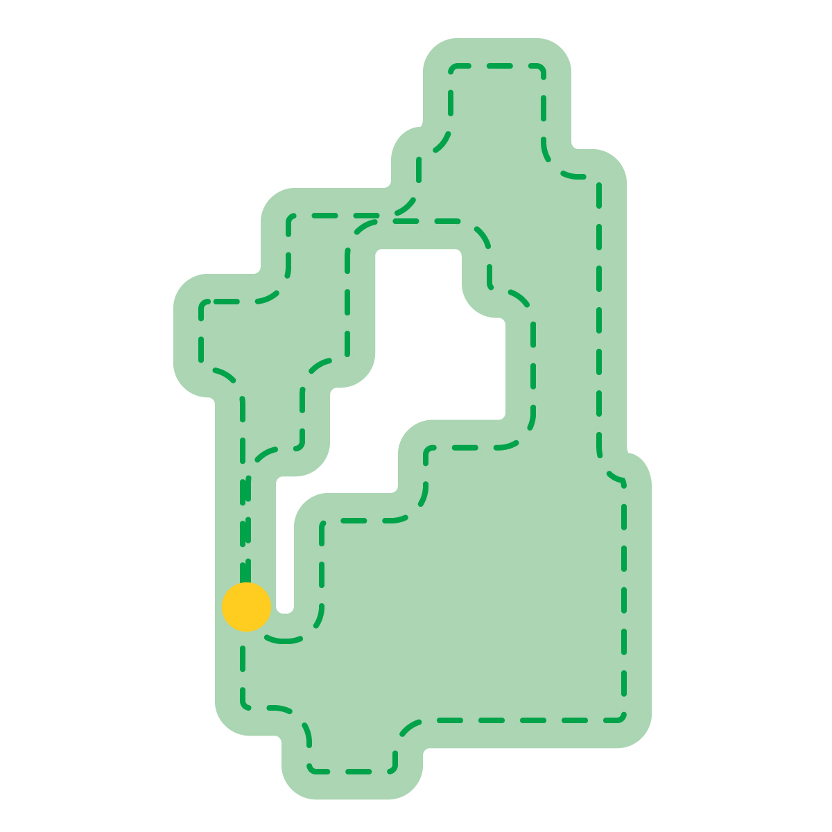 滋賀県の無料フリーイラスト|簡易・県庁あり・角丸ステッチ(緑)