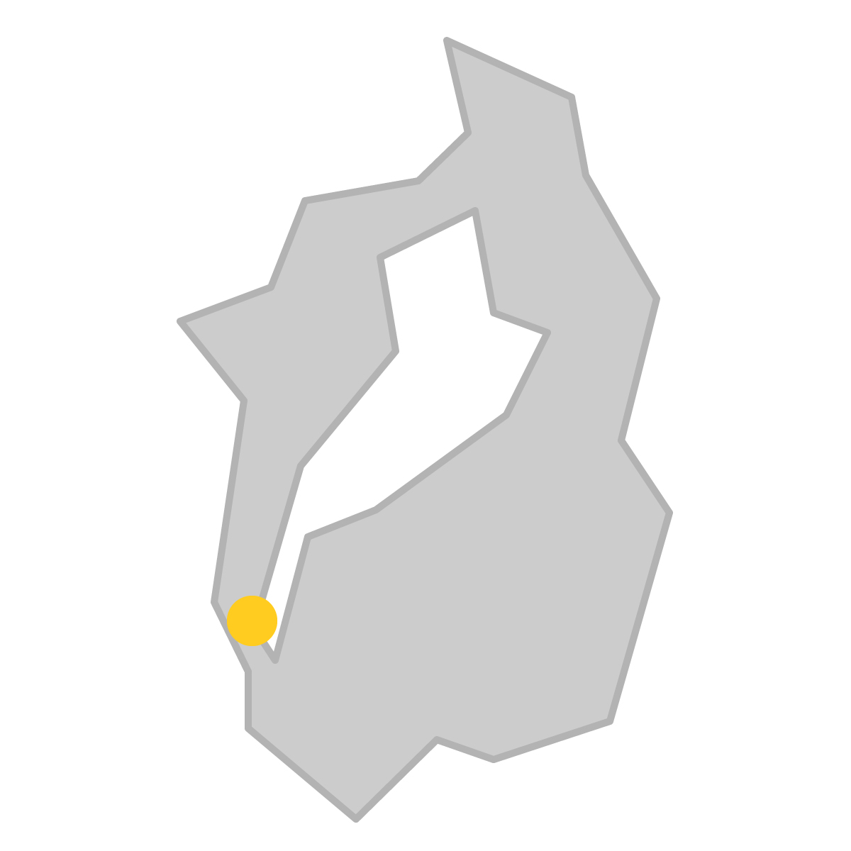 滋賀県の無料フリーイラスト｜簡易・県庁あり・三角(グレー)