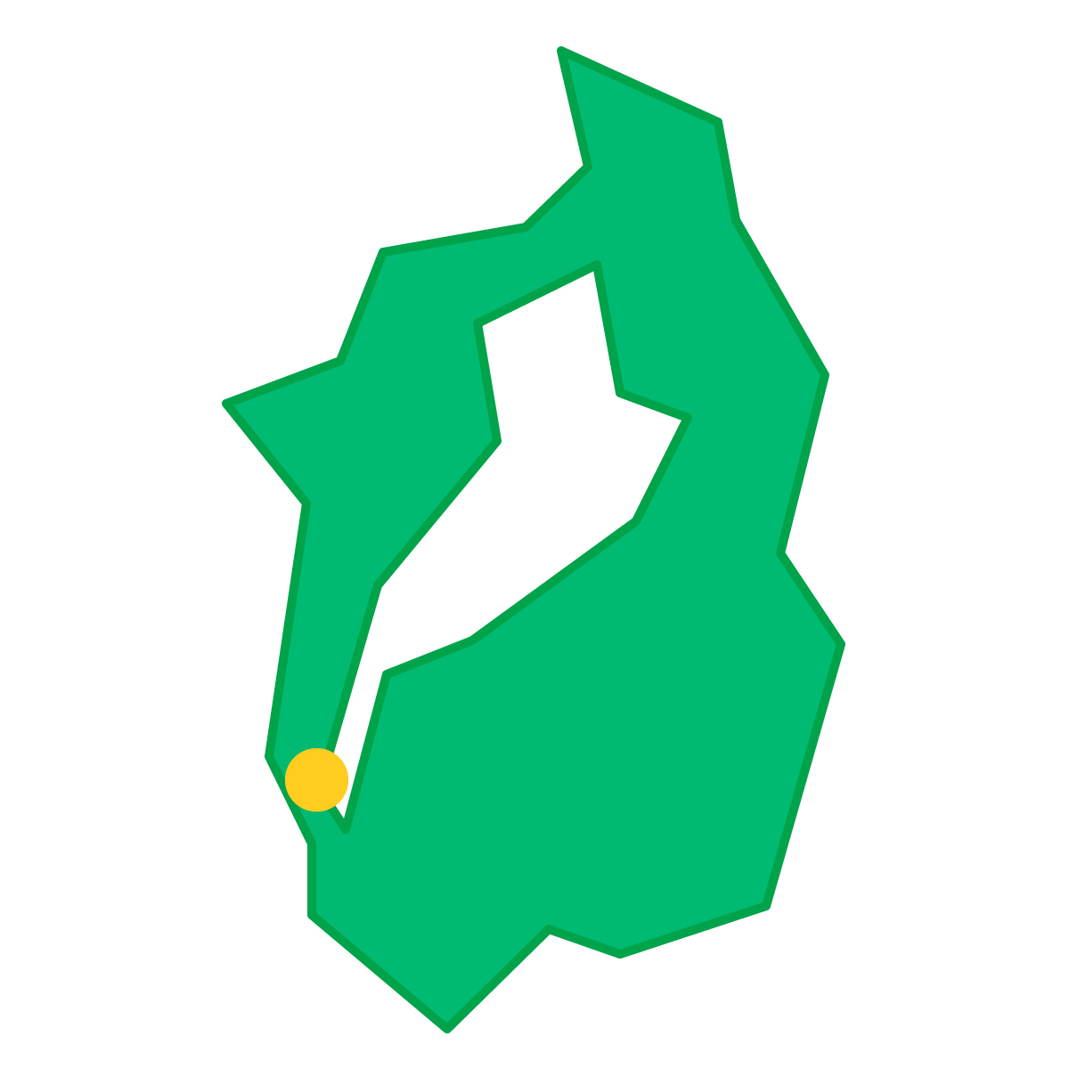 滋賀県の無料フリーイラスト|簡易・県庁あり・三角(緑)