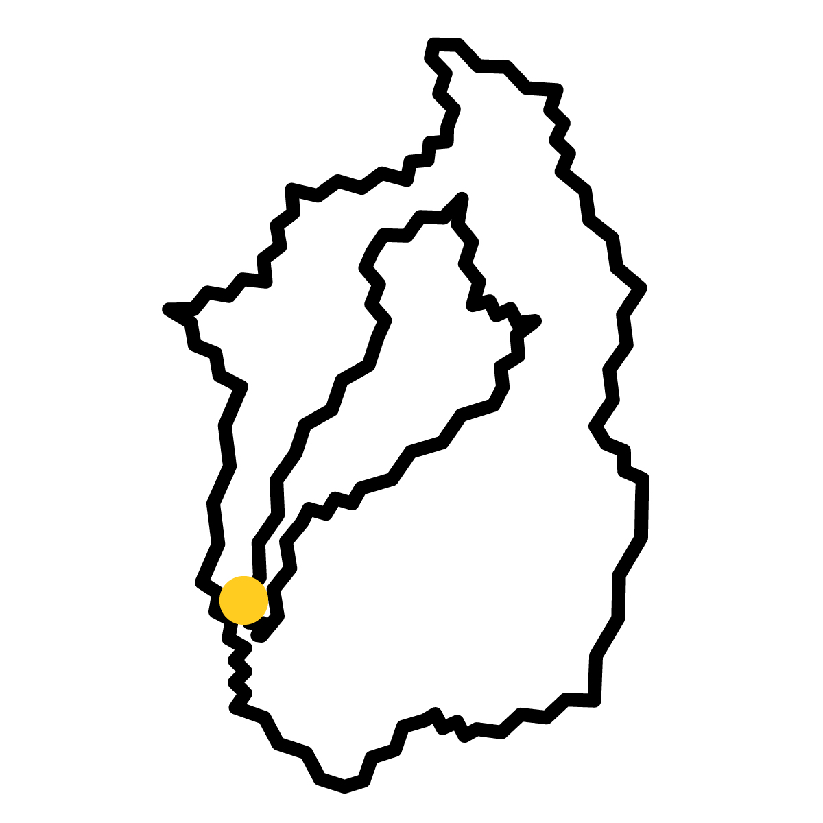 滋賀県の無料フリーイラスト｜簡易・県庁あり・ジグザグ(黒)