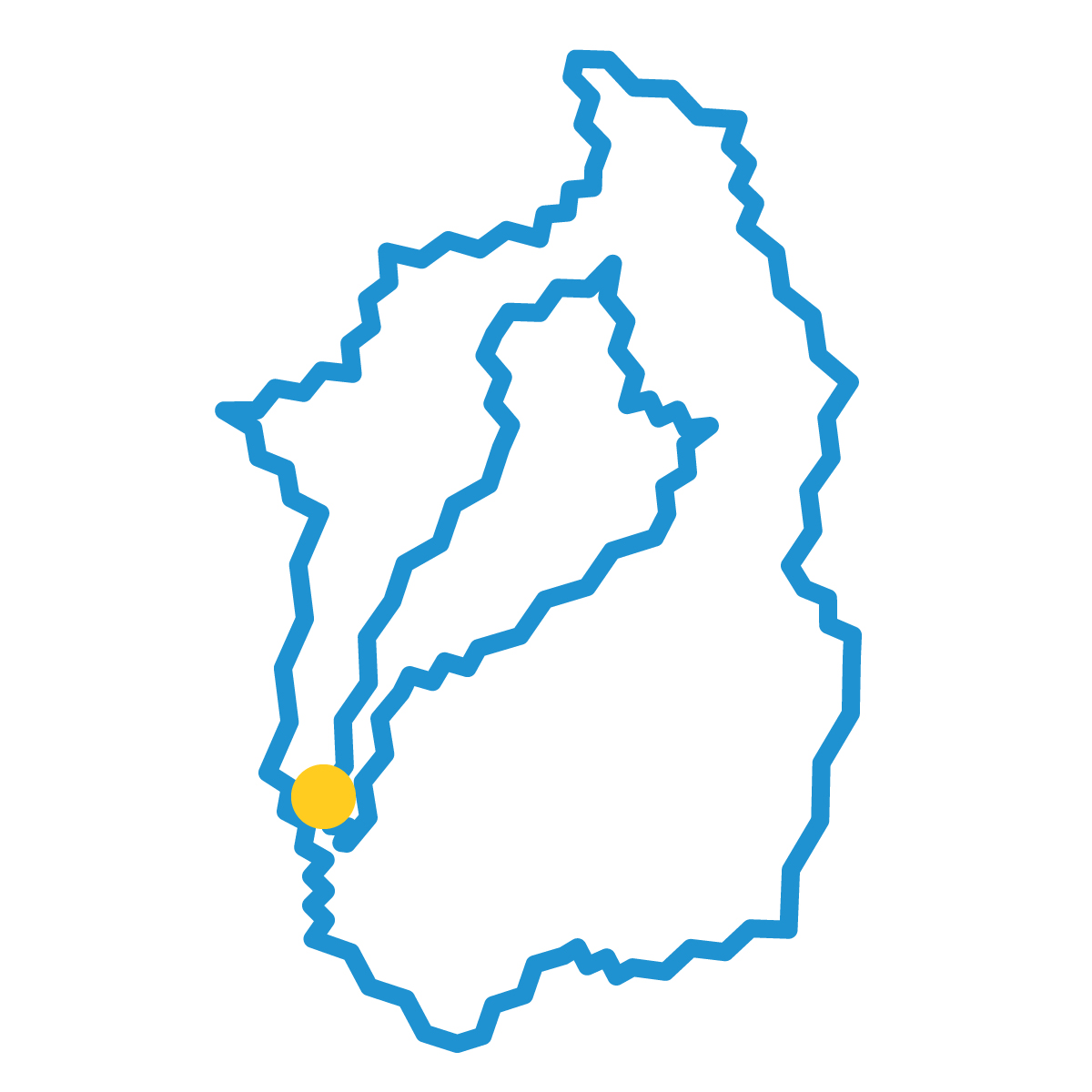 滋賀県の無料フリーイラスト|簡易・県庁あり・ジグザグ(青)
