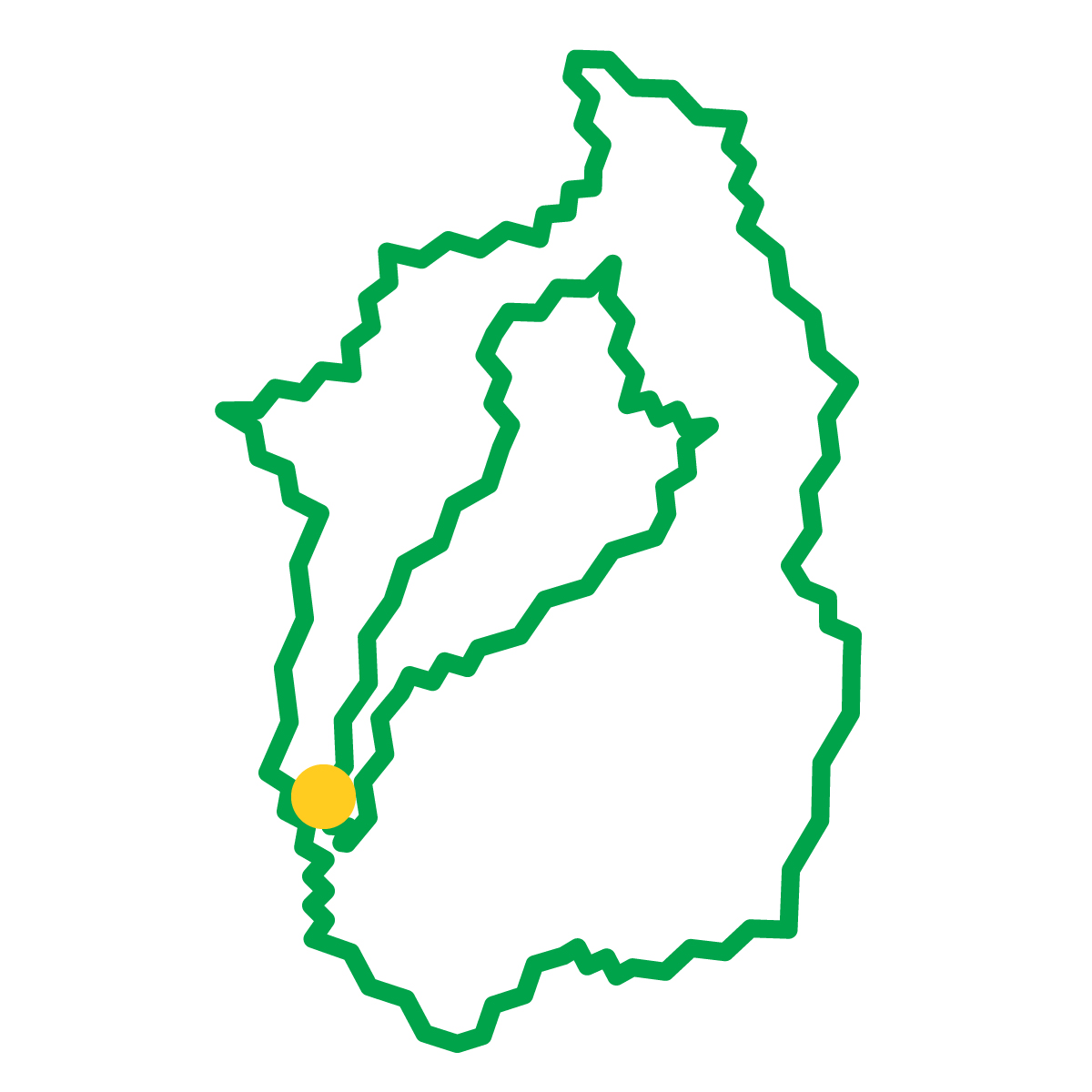 滋賀県の無料フリーイラスト|簡易・県庁あり・ジグザグ(緑)