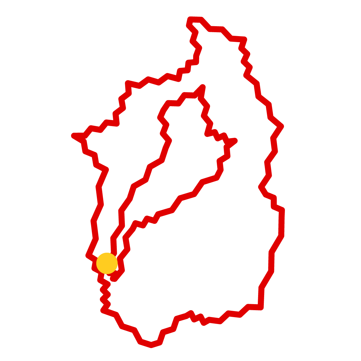 滋賀県の無料フリーイラスト｜簡易・県庁あり・ジグザグ(赤)