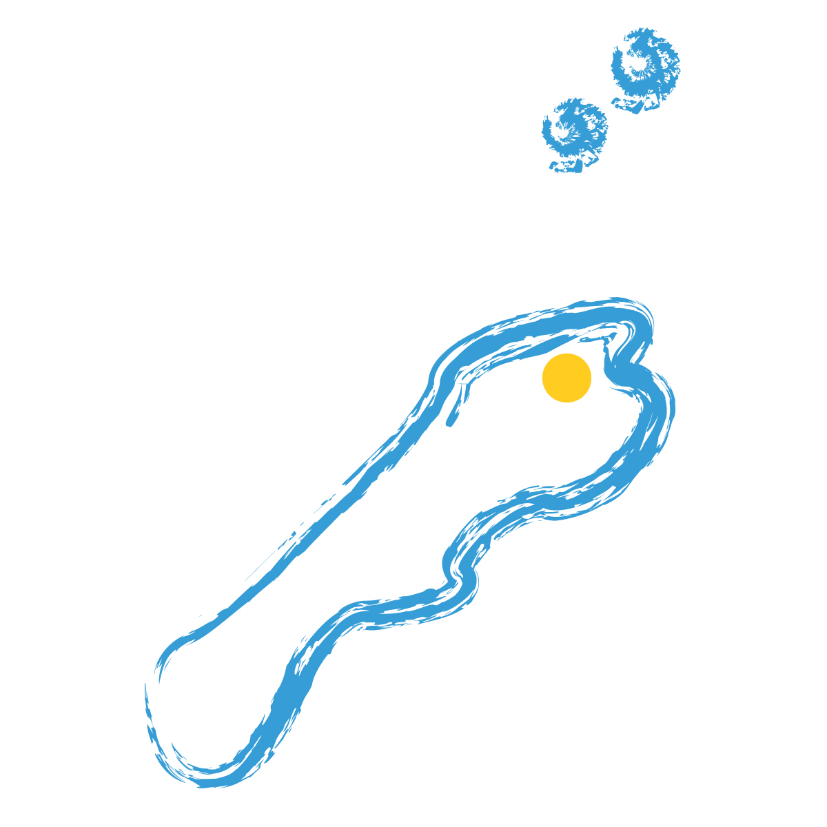 島根県の無料フリーイラスト｜簡易・県庁あり・毛筆(青)