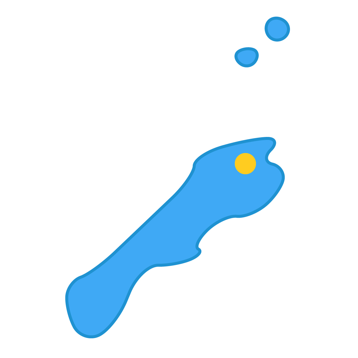 島根県の無料フリーイラスト｜簡易・県庁あり・曲線(青)
