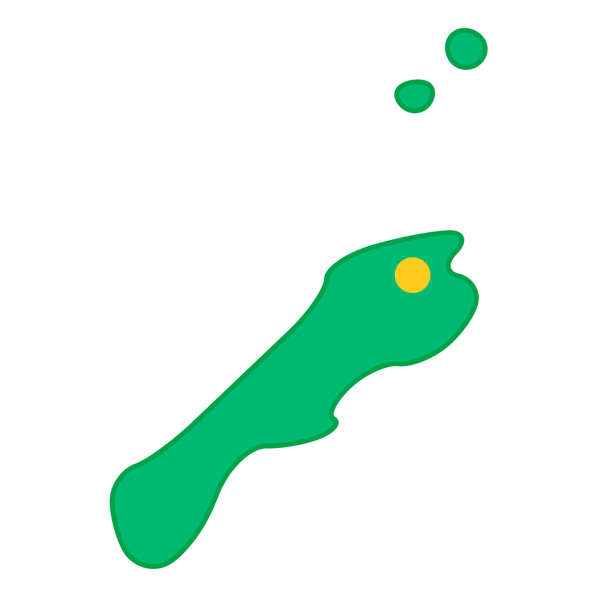 島根県の無料フリーイラスト|簡易・県庁あり・曲線(緑)