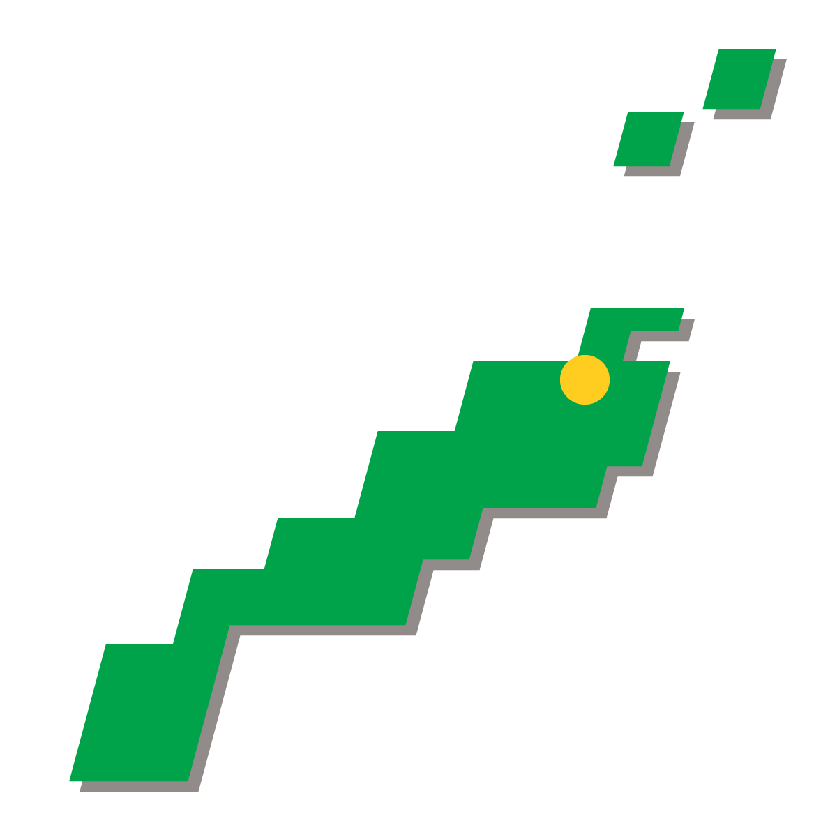 島根県の無料フリーイラスト｜簡易・県庁あり・四角斜め(緑)