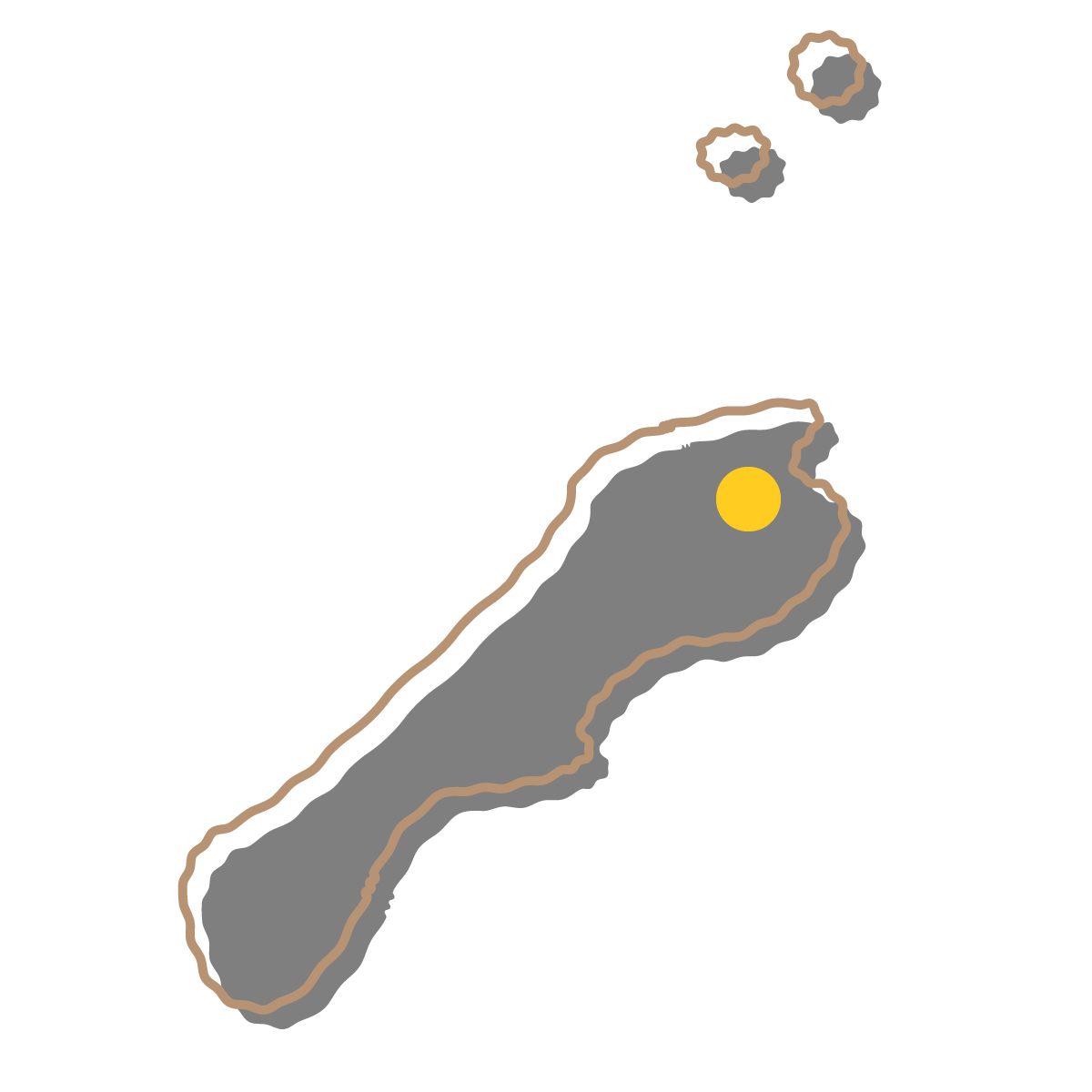 島根県の無料フリーイラスト|簡易・県庁あり・イラスト風(黒)