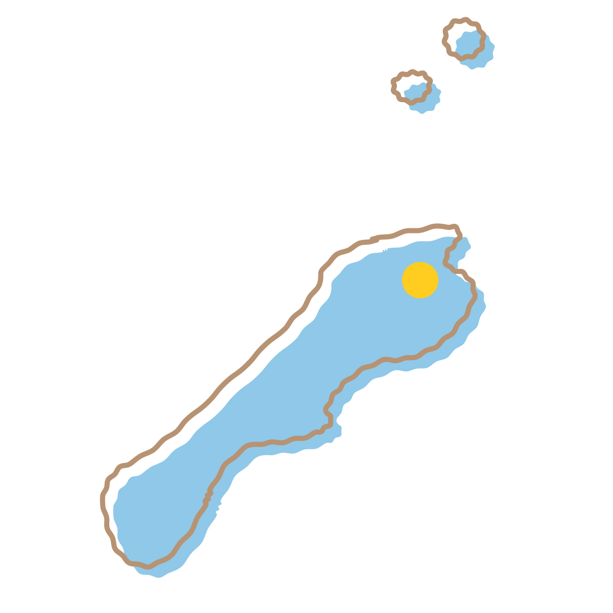 島根県の無料フリーイラスト|簡易・県庁あり・イラスト風(青)