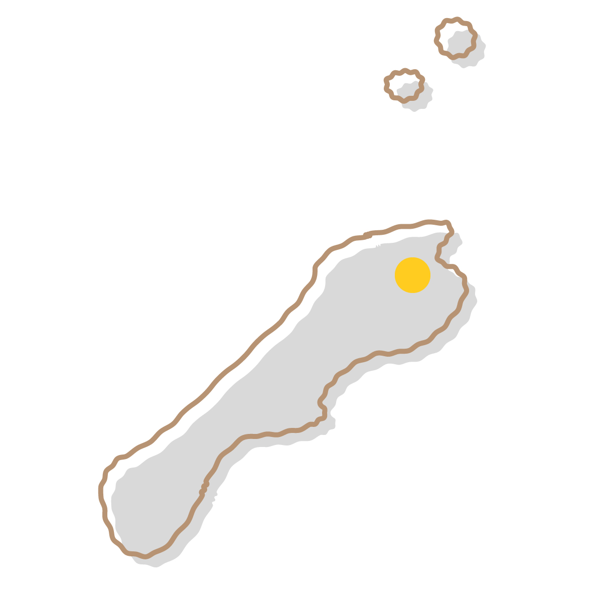 島根県の無料フリーイラスト|簡易・県庁あり・イラスト風(グレー)