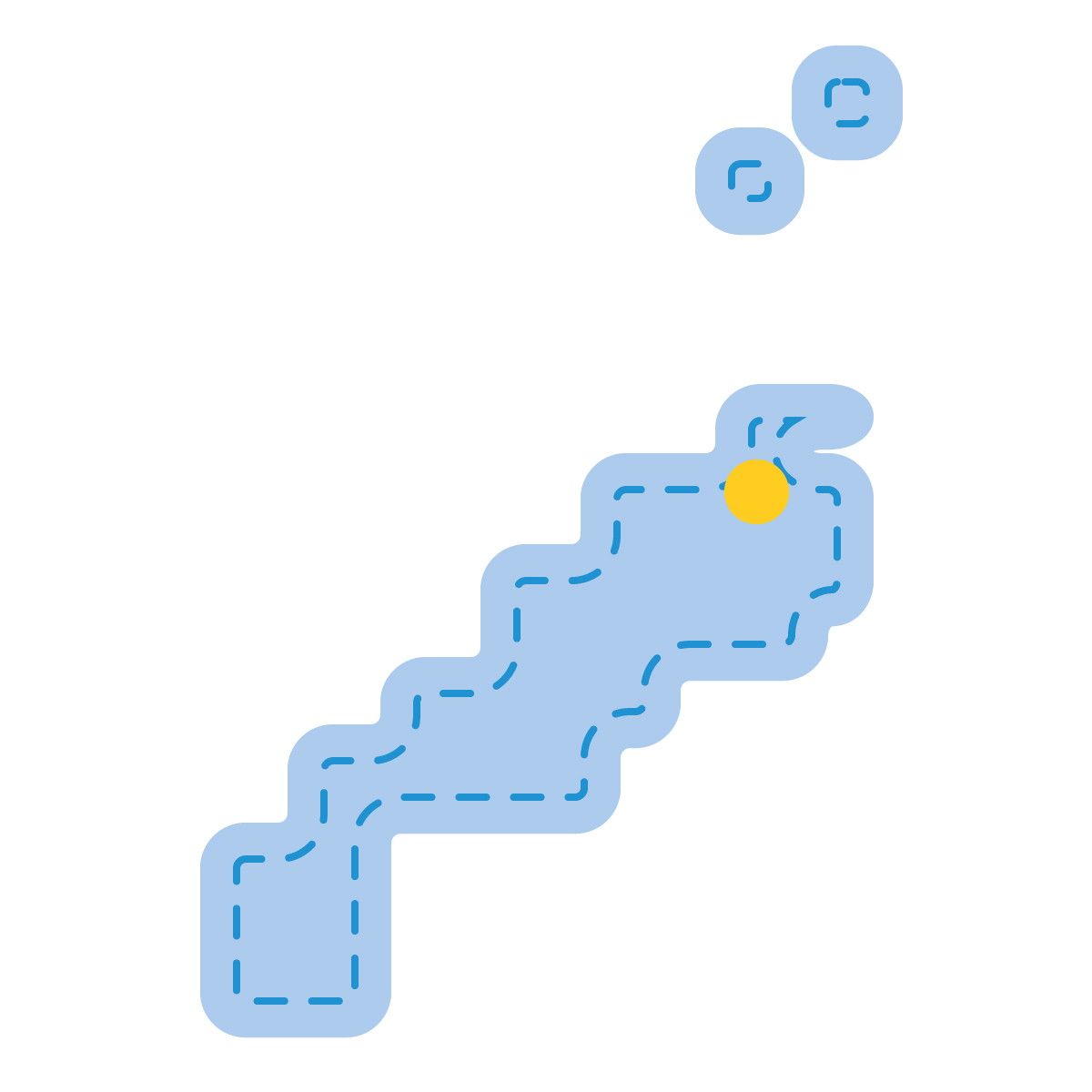 島根県の無料フリーイラスト|簡易・県庁あり・角丸ステッチ(青)