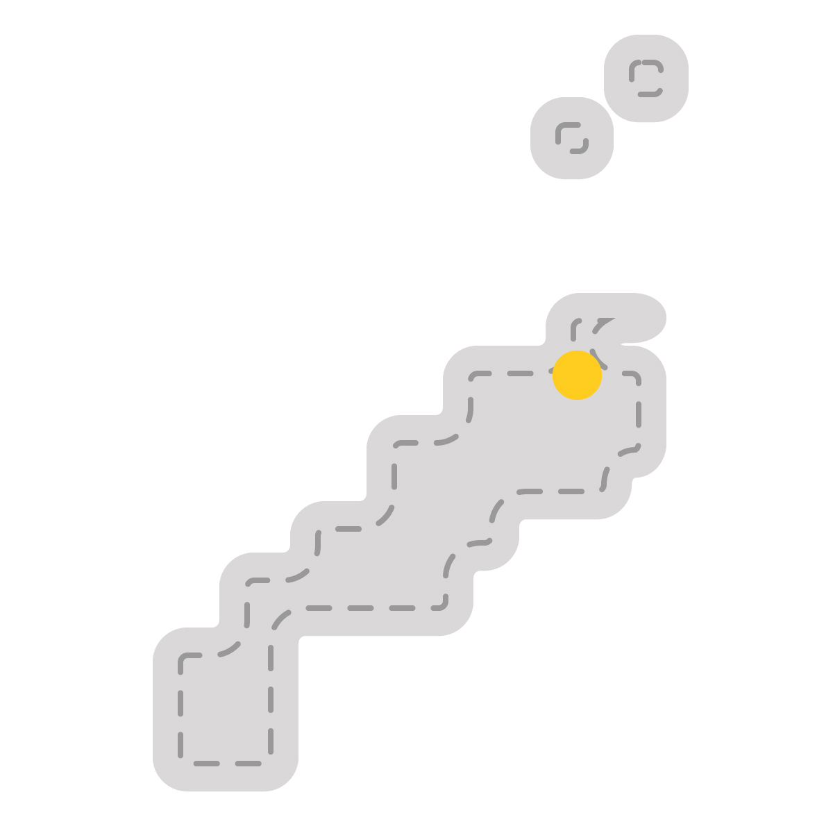 島根県の無料フリーイラスト｜簡易・県庁あり・角丸ステッチ(グレー)