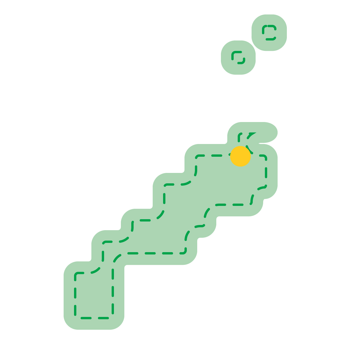 島根県の無料フリーイラスト|簡易・県庁あり・角丸ステッチ(緑)