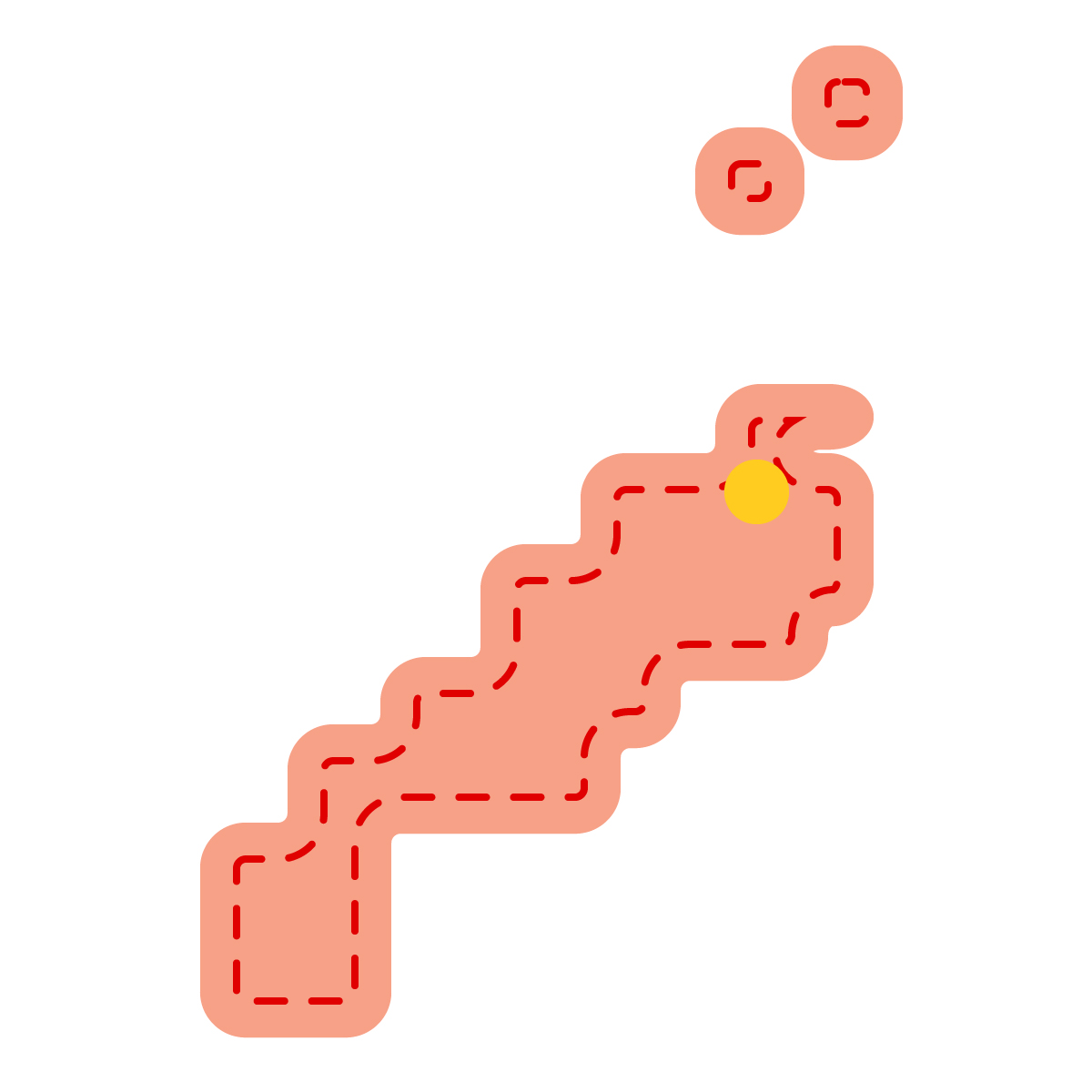 島根県の無料フリーイラスト｜簡易・県庁あり・角丸ステッチ(赤)