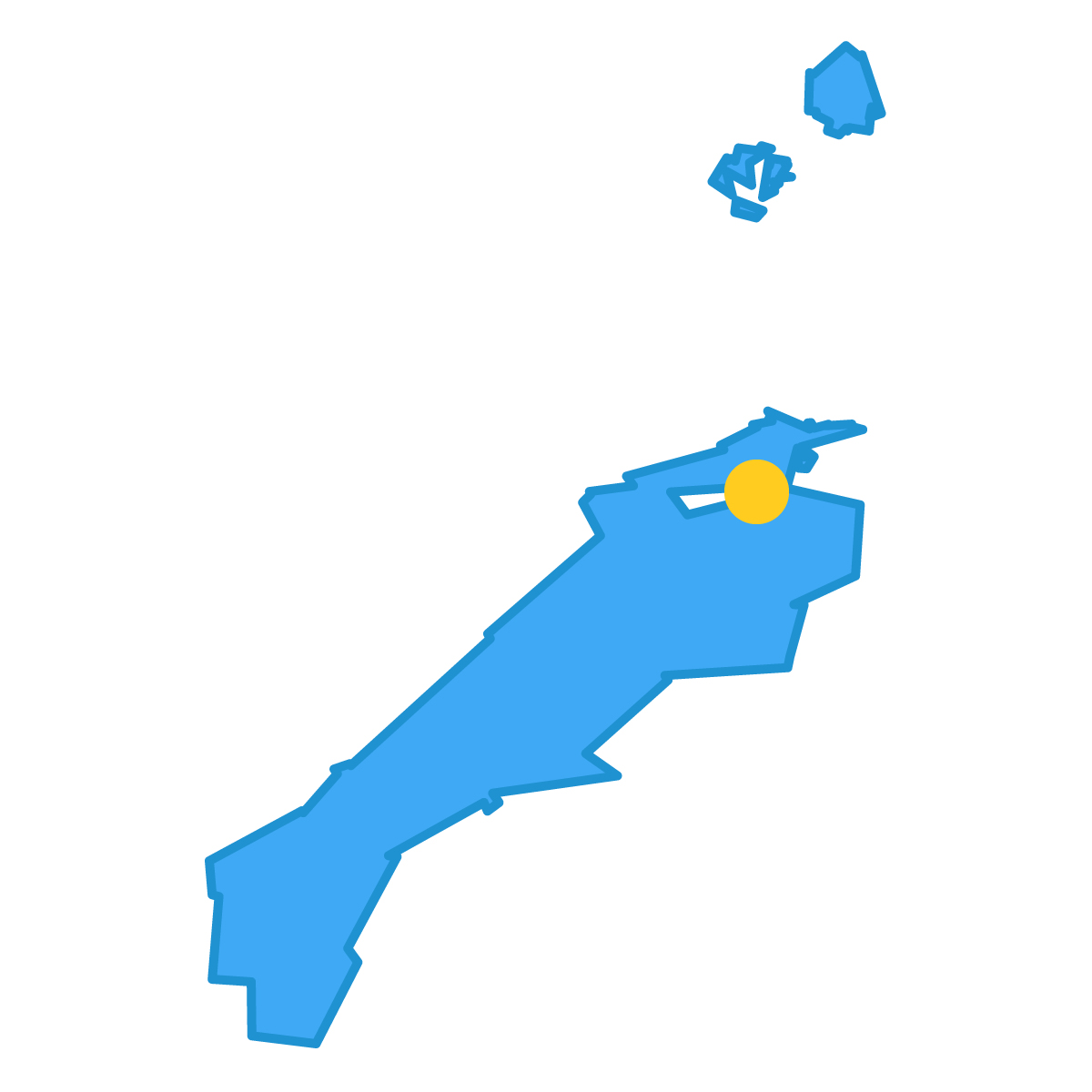 島根県の無料フリーイラスト|簡易・県庁あり・単純化(青)