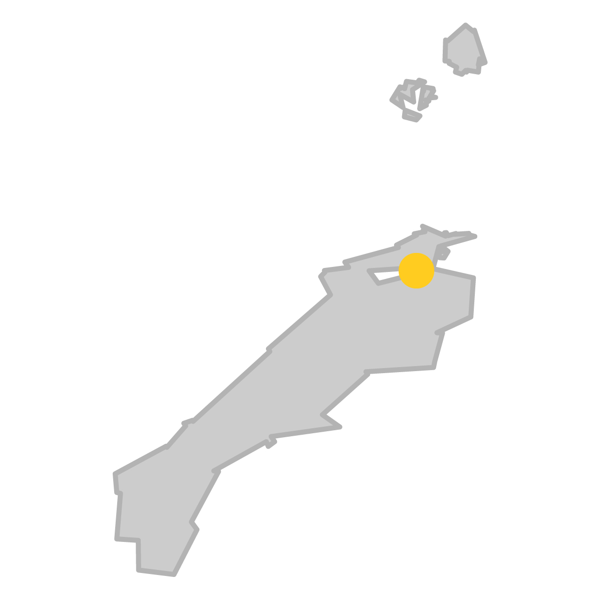島根県の無料フリーイラスト|簡易・県庁あり・単純化(グレー)