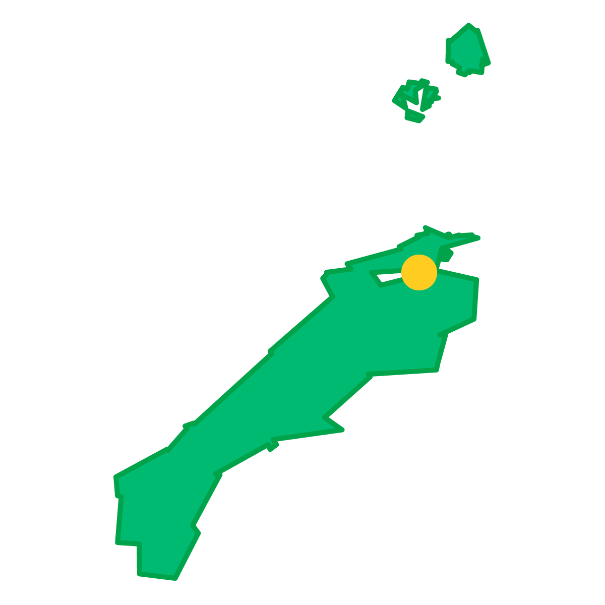 島根県の無料フリーイラスト|簡易・県庁あり・単純化(緑)