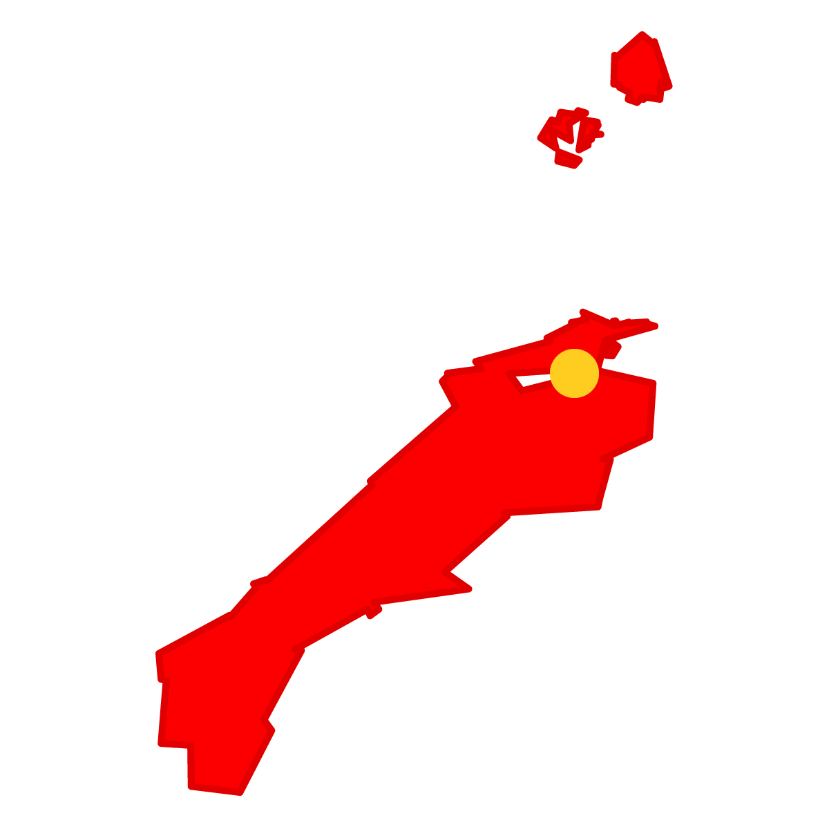 島根県の無料フリーイラスト|簡易・県庁あり・単純化(赤)