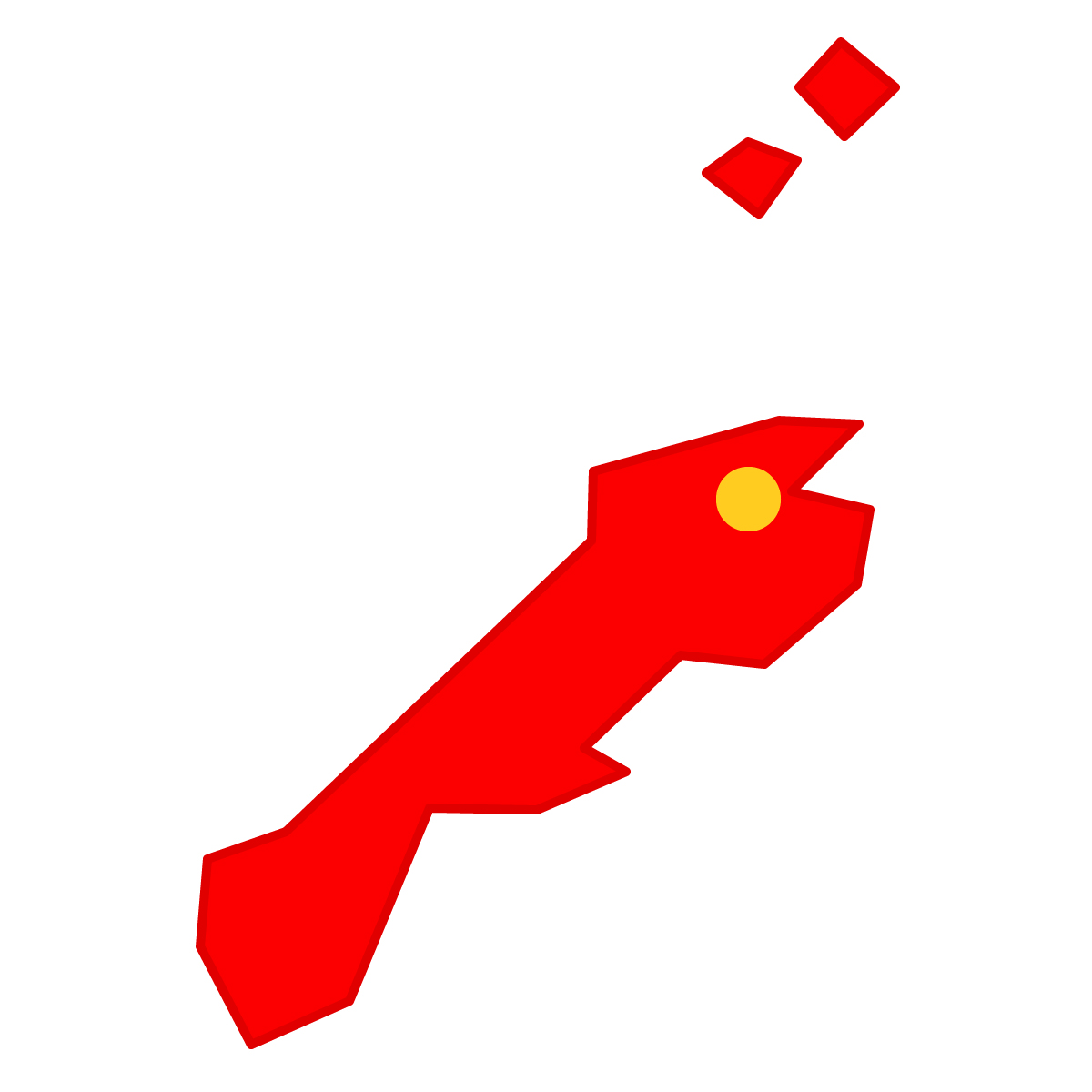 島根県の無料フリーイラスト｜簡易・県庁あり・三角(赤)