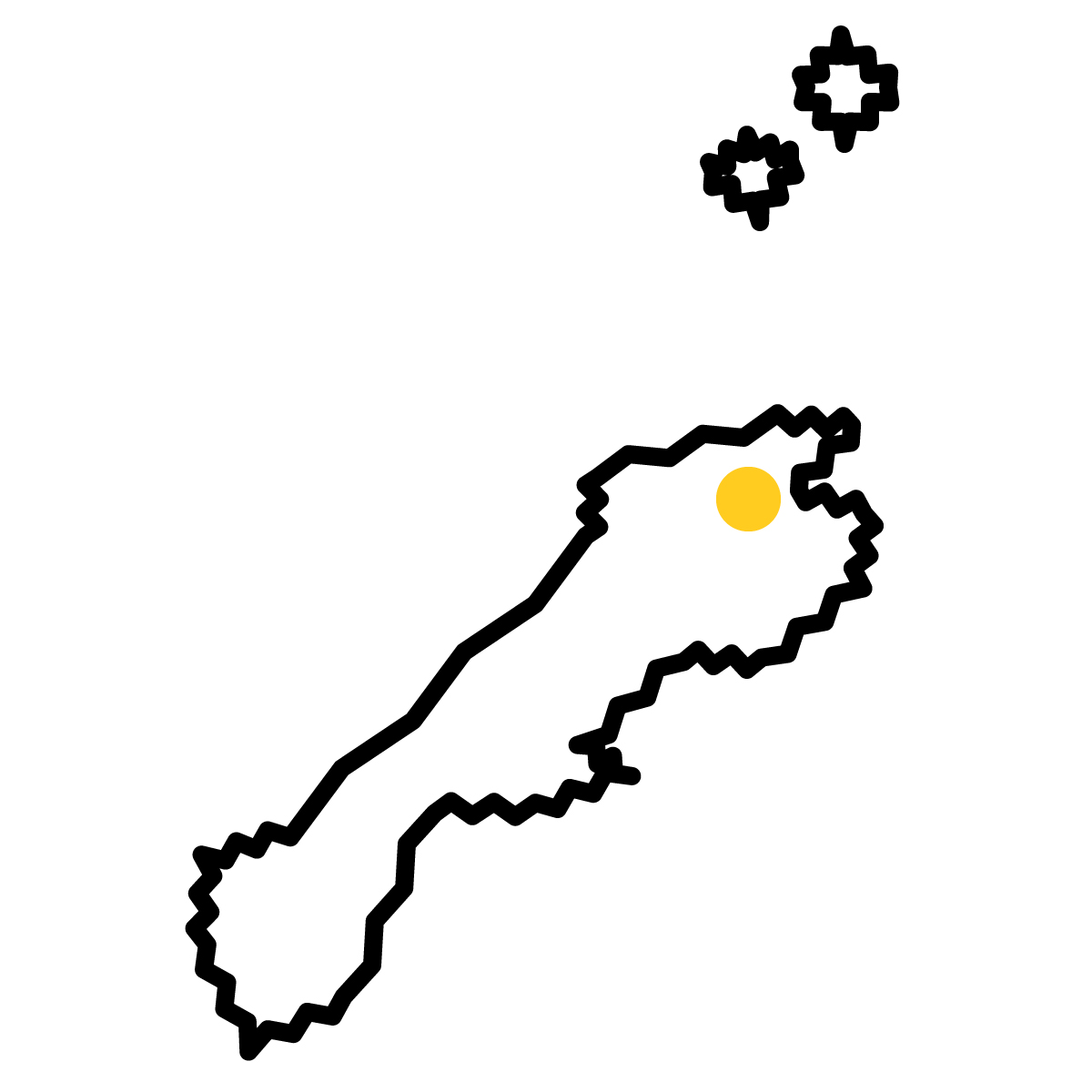 島根県の無料フリーイラスト|簡易・県庁あり・ジグザグ(黒)