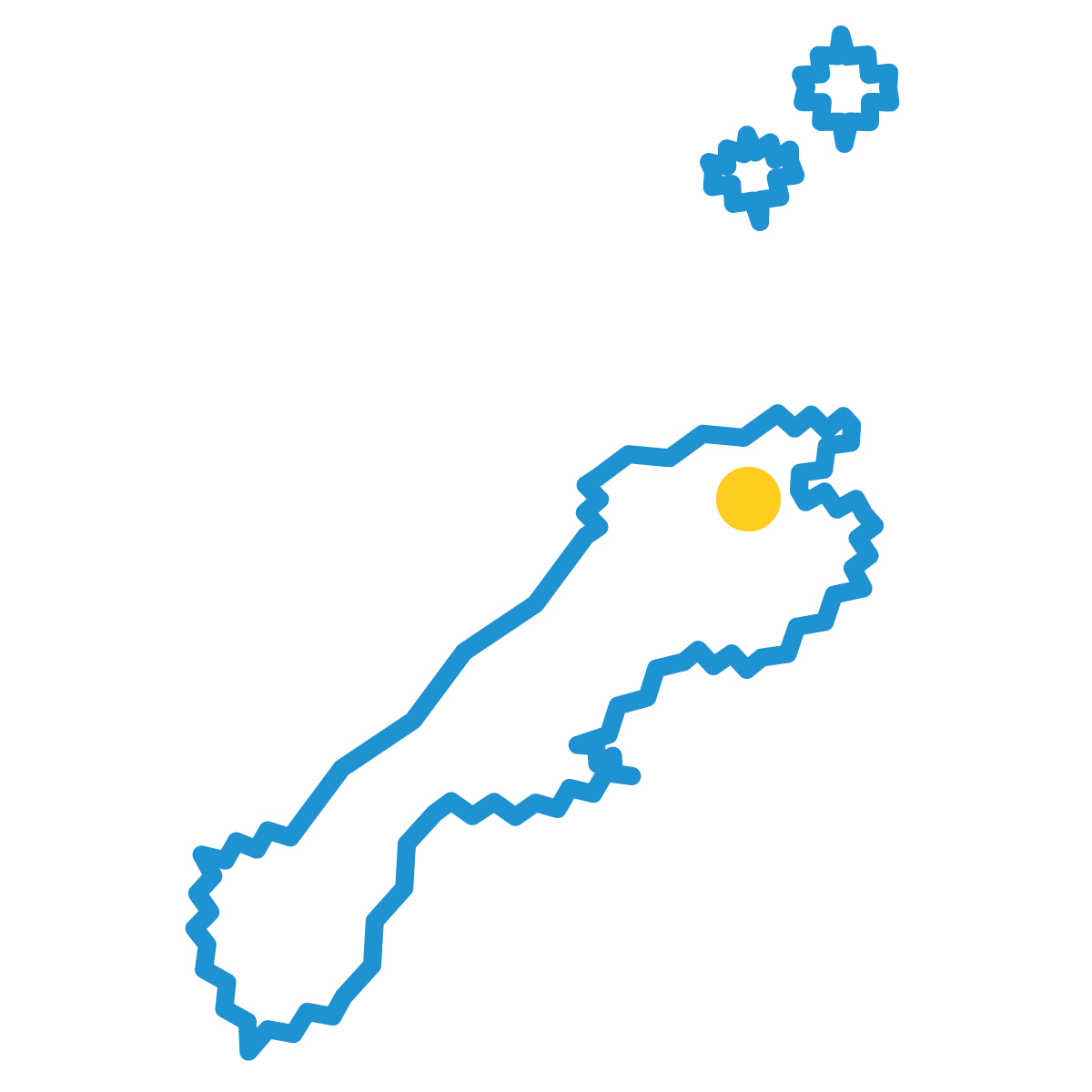 島根県の無料フリーイラスト｜簡易・県庁あり・ジグザグ(青)