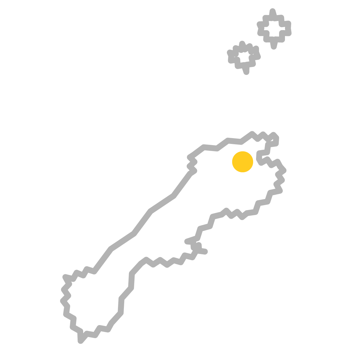 島根県の無料フリーイラスト｜簡易・県庁あり・ジグザグ(グレー)
