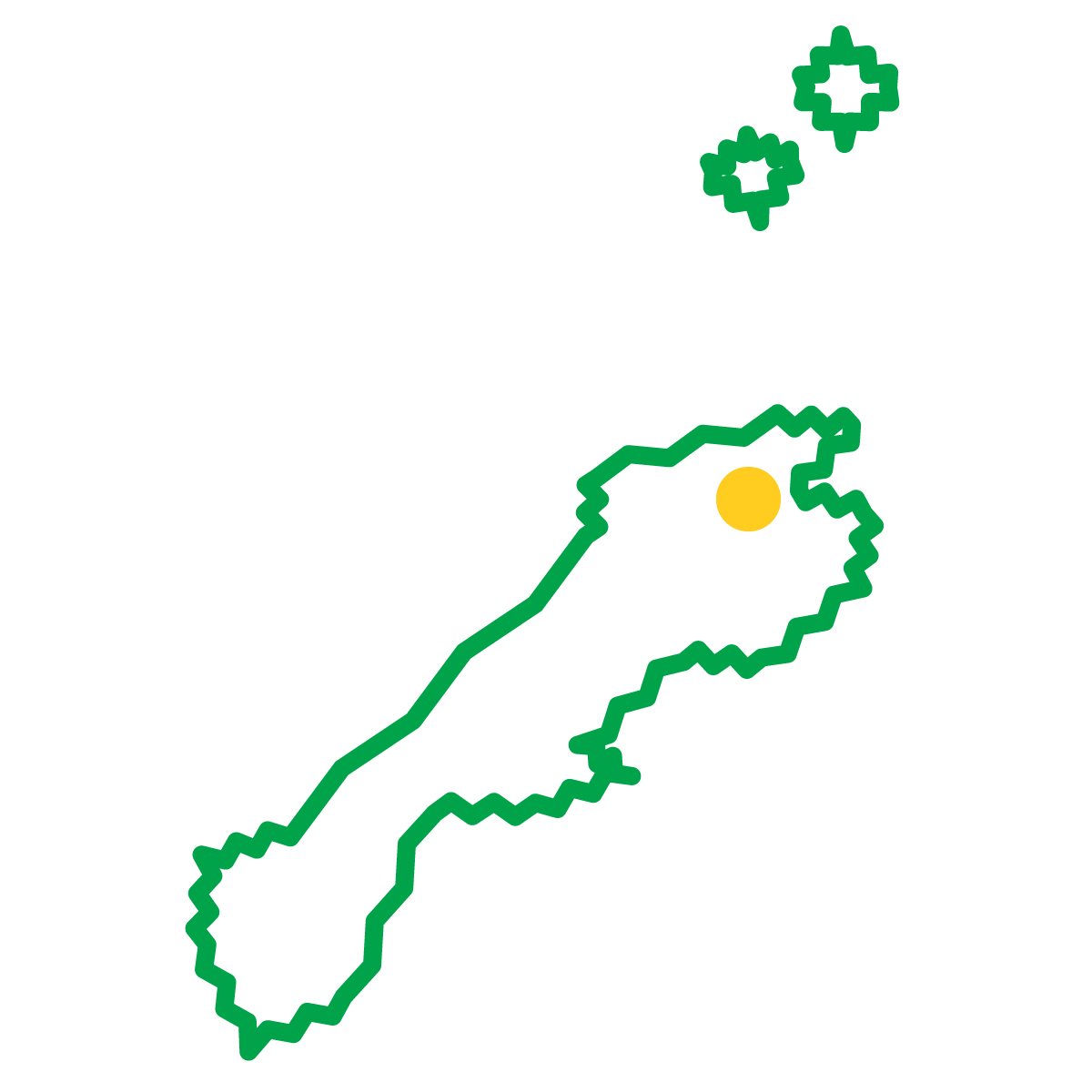 島根県の無料フリーイラスト|簡易・県庁あり・ジグザグ(緑)