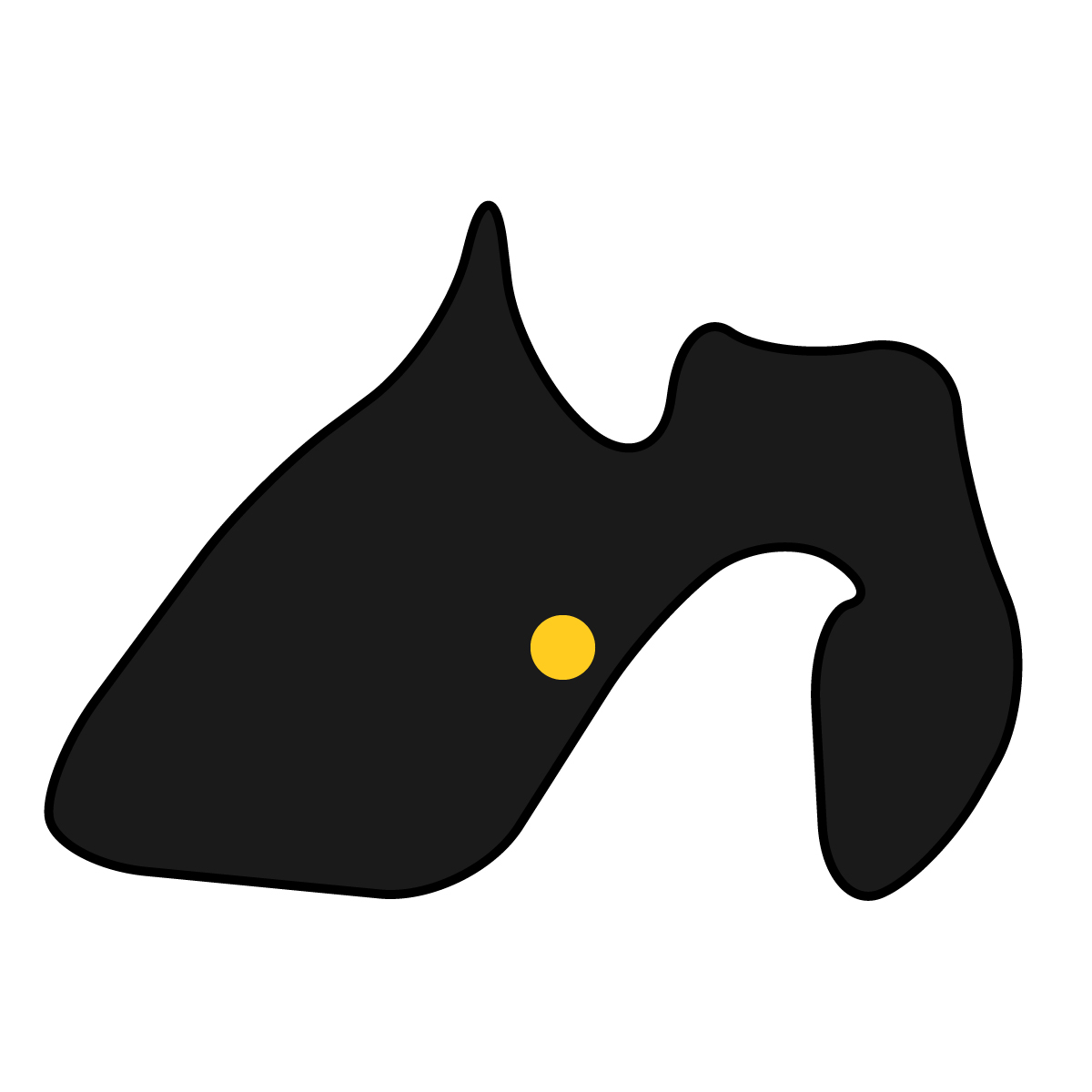 静岡県の無料フリーイラスト|簡易・県庁あり・曲線(黒)