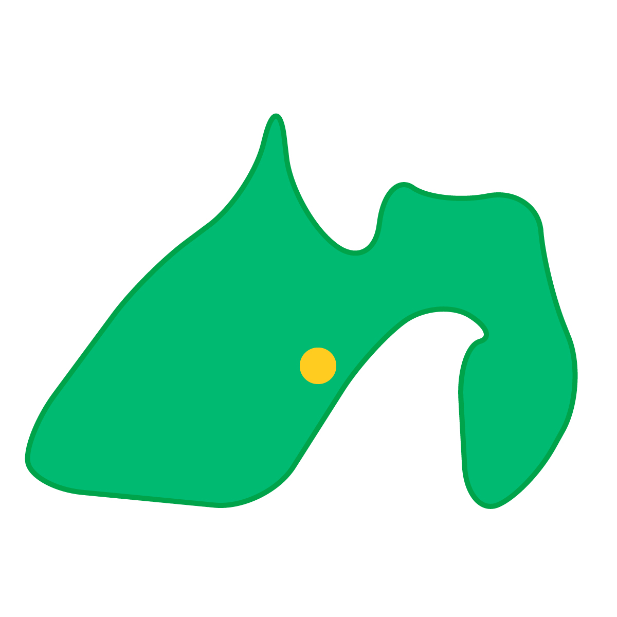 静岡県の無料フリーイラスト|簡易・県庁あり・曲線(緑)