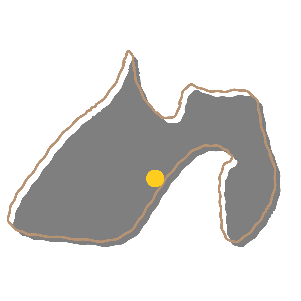 静岡県の無料フリーイラスト|簡易・県庁あり・イラスト風(黒)