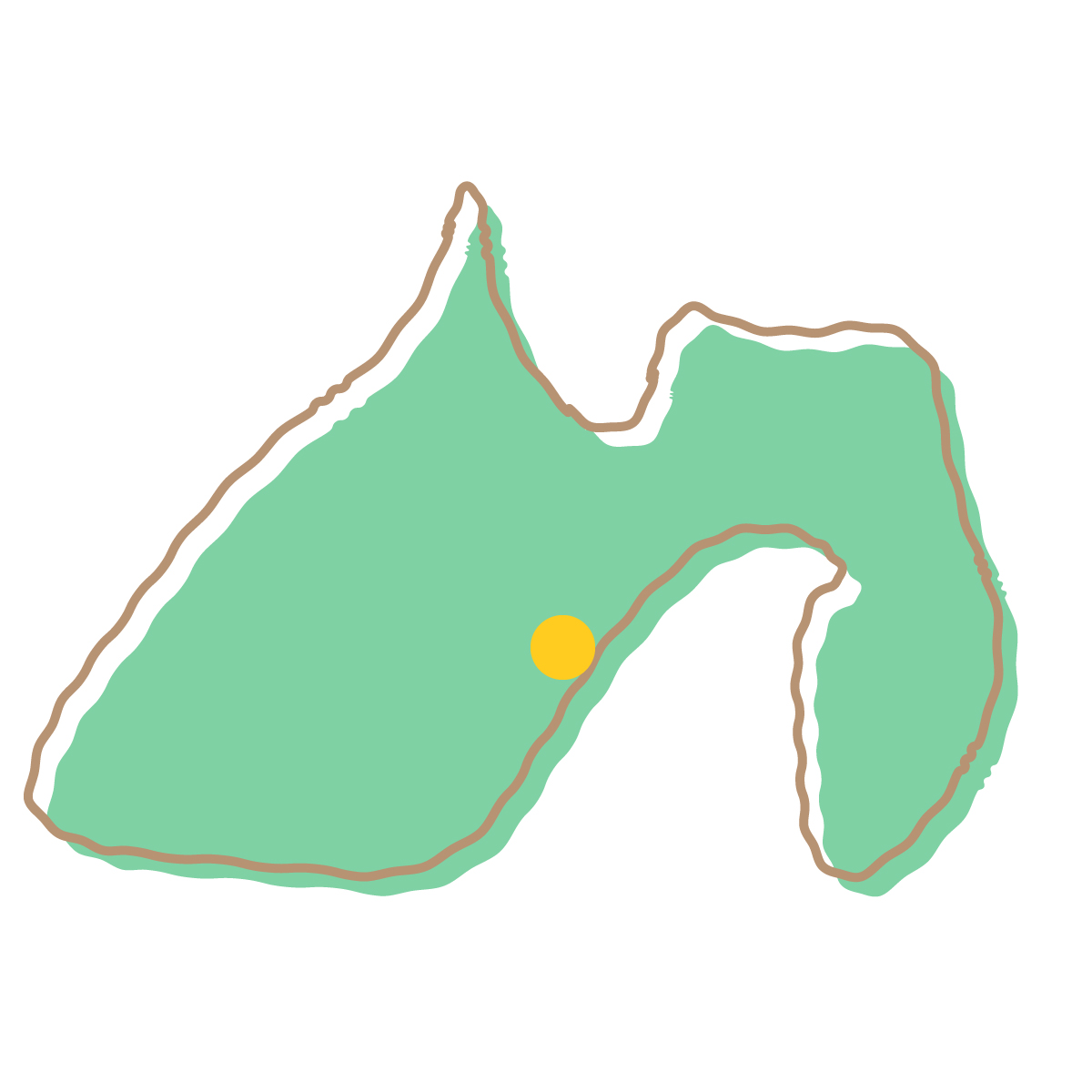 静岡県の無料フリーイラスト|簡易・県庁あり・イラスト風(緑)