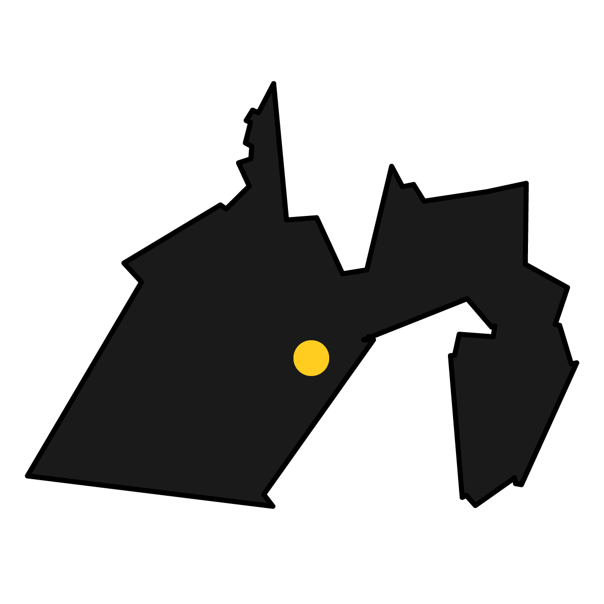 静岡県の無料フリーイラスト|簡易・県庁あり・単純化(黒)