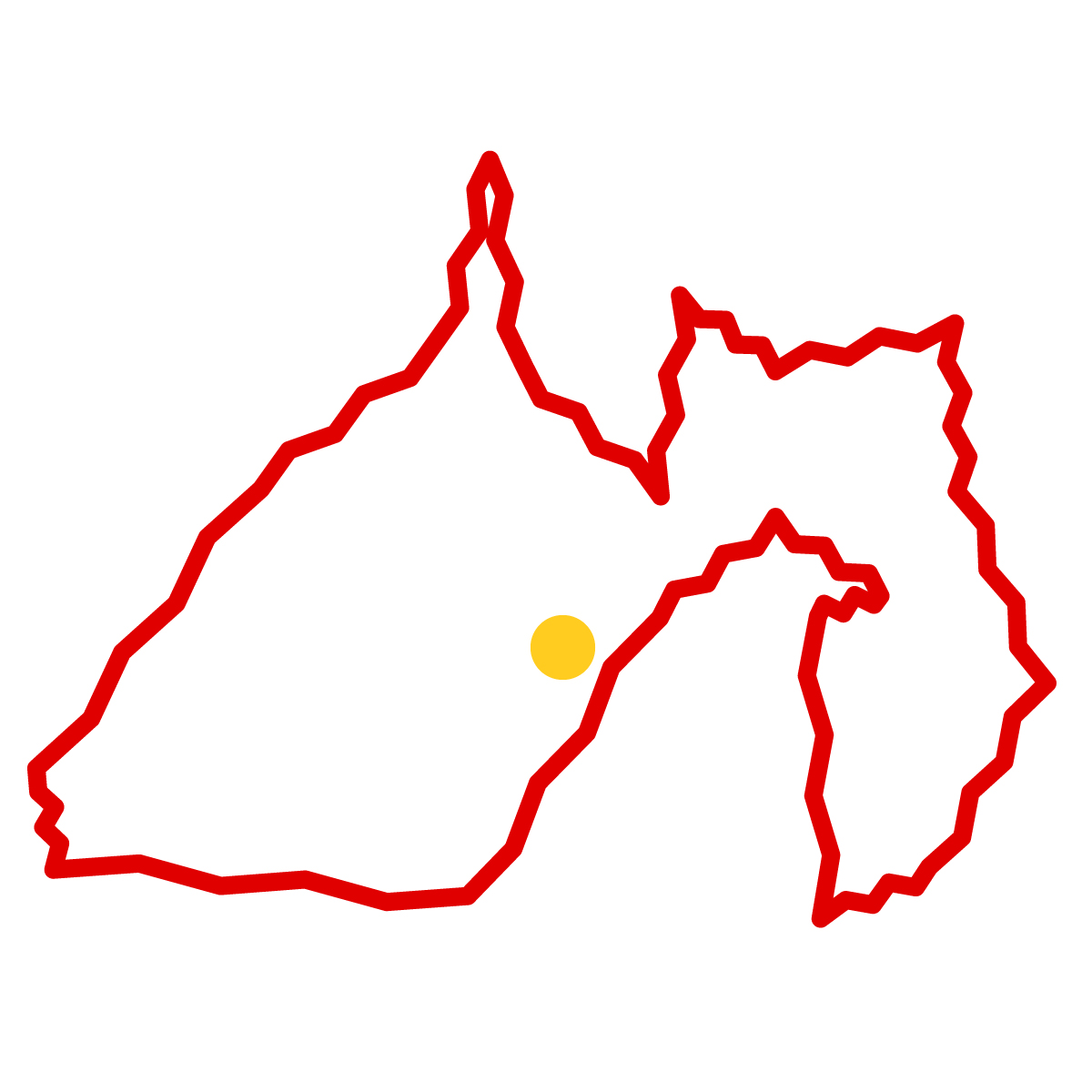 静岡県の無料フリーイラスト｜簡易・県庁あり・ジグザグ(赤)
