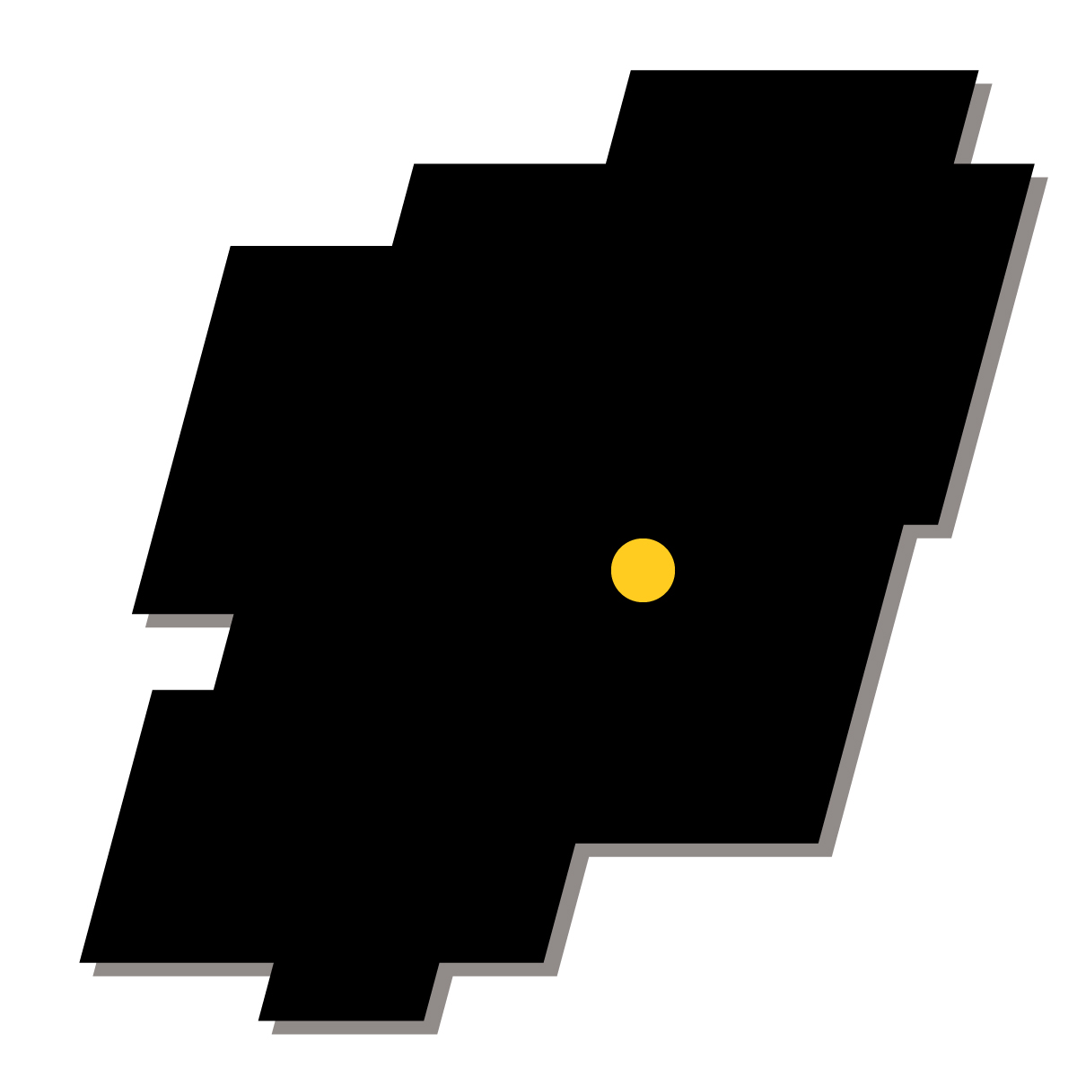 栃木県の無料フリーイラスト｜簡易・県庁あり・四角斜め(黒)