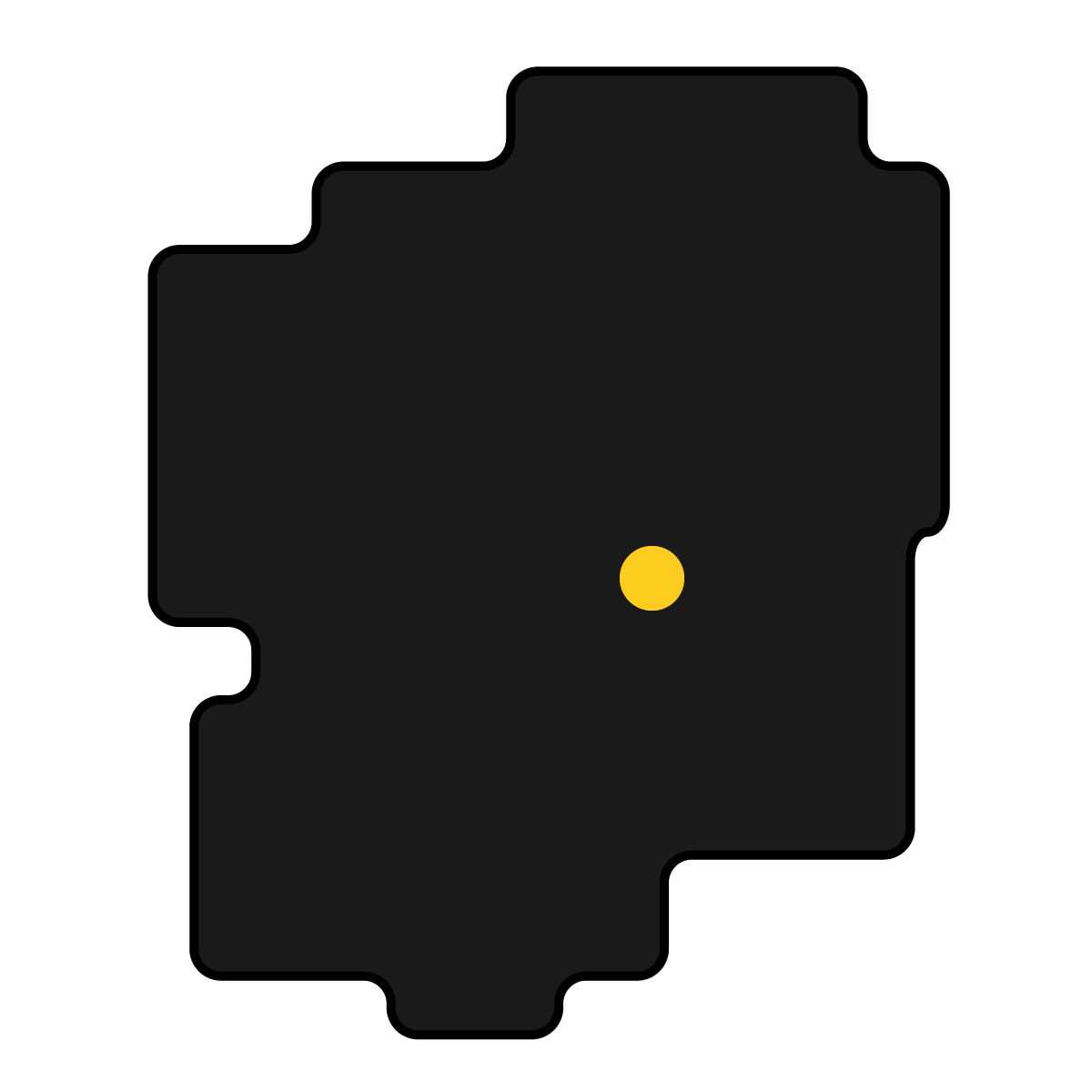 栃木県の無料フリーイラスト|簡易・県庁あり・角丸(黒)