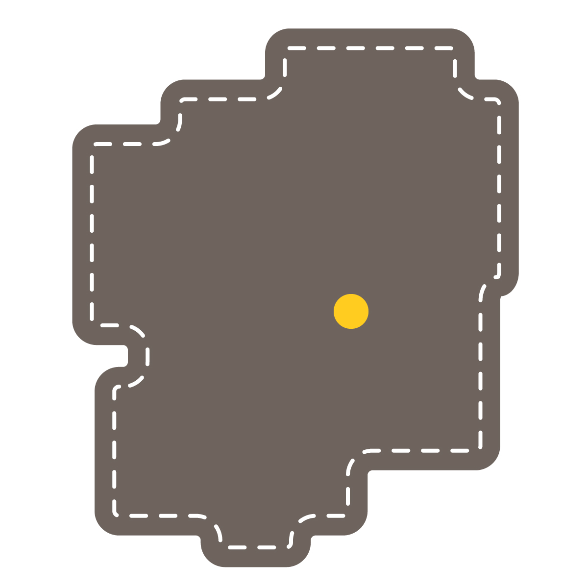 栃木県の無料フリーイラスト|簡易・県庁あり・角丸ステッチ(黒)