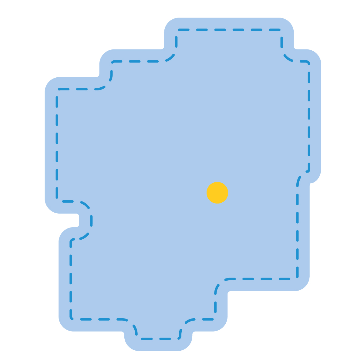 栃木県の無料フリーイラスト|簡易・県庁あり・角丸ステッチ(青)