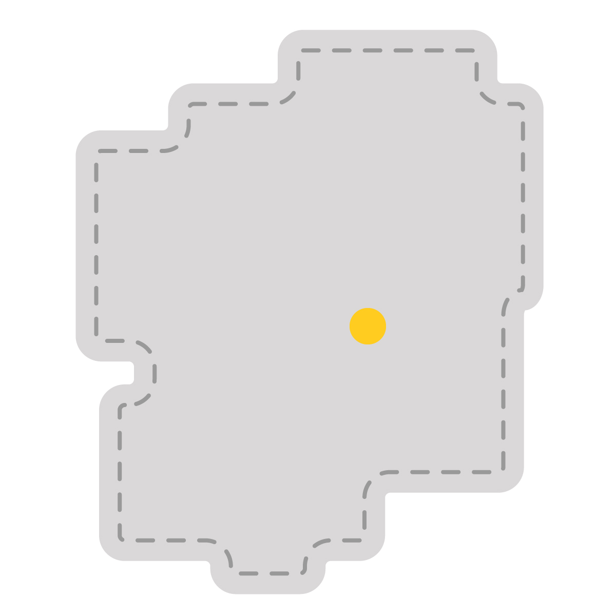 栃木県の無料フリーイラスト|簡易・県庁あり・角丸ステッチ(グレー)