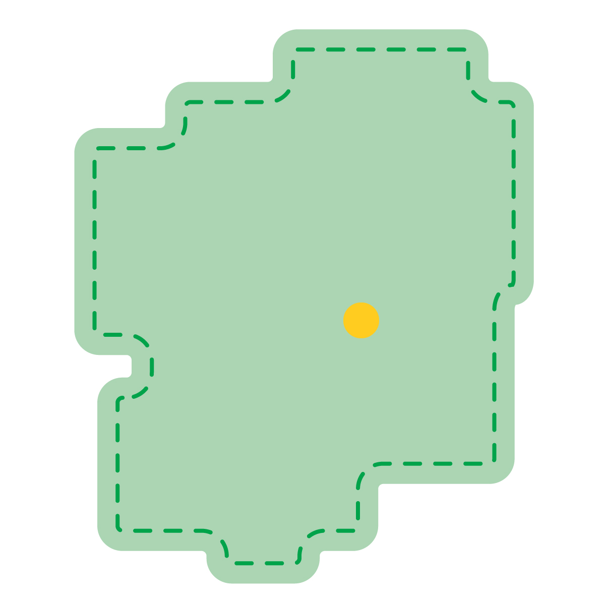 栃木県の無料フリーイラスト｜簡易・県庁あり・角丸ステッチ(緑)